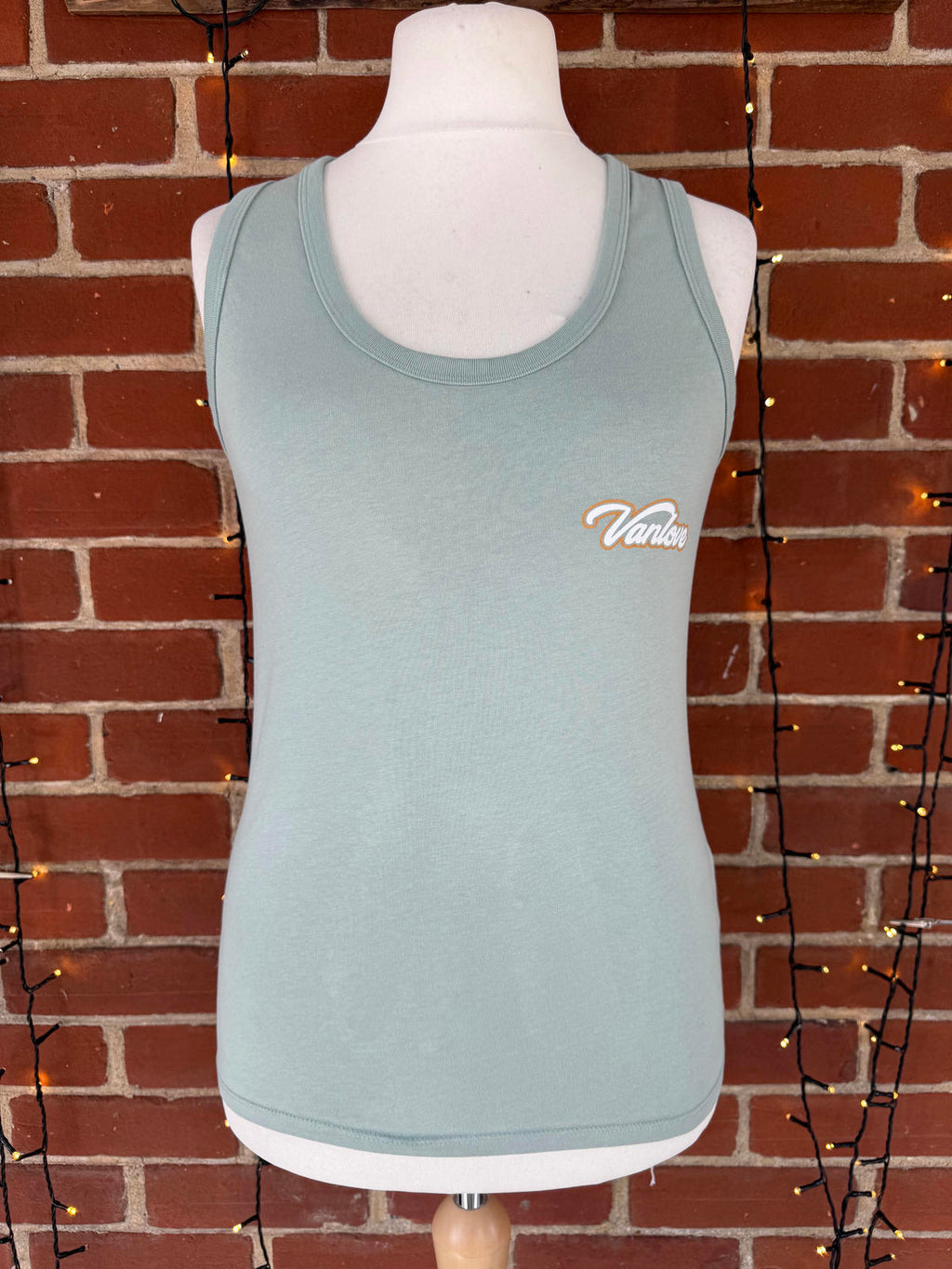 Vanlove Women's Light Blue Tank Top with Graphic Print - Size XL
