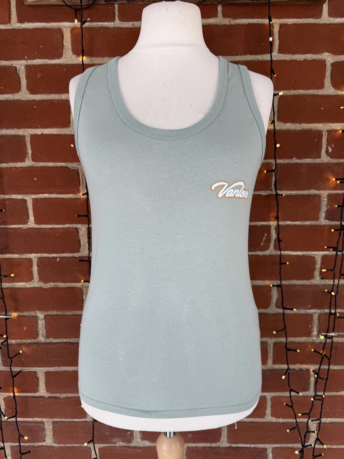 Vanlove Women's Light Blue Tank Top with Graphic Print - Size XL