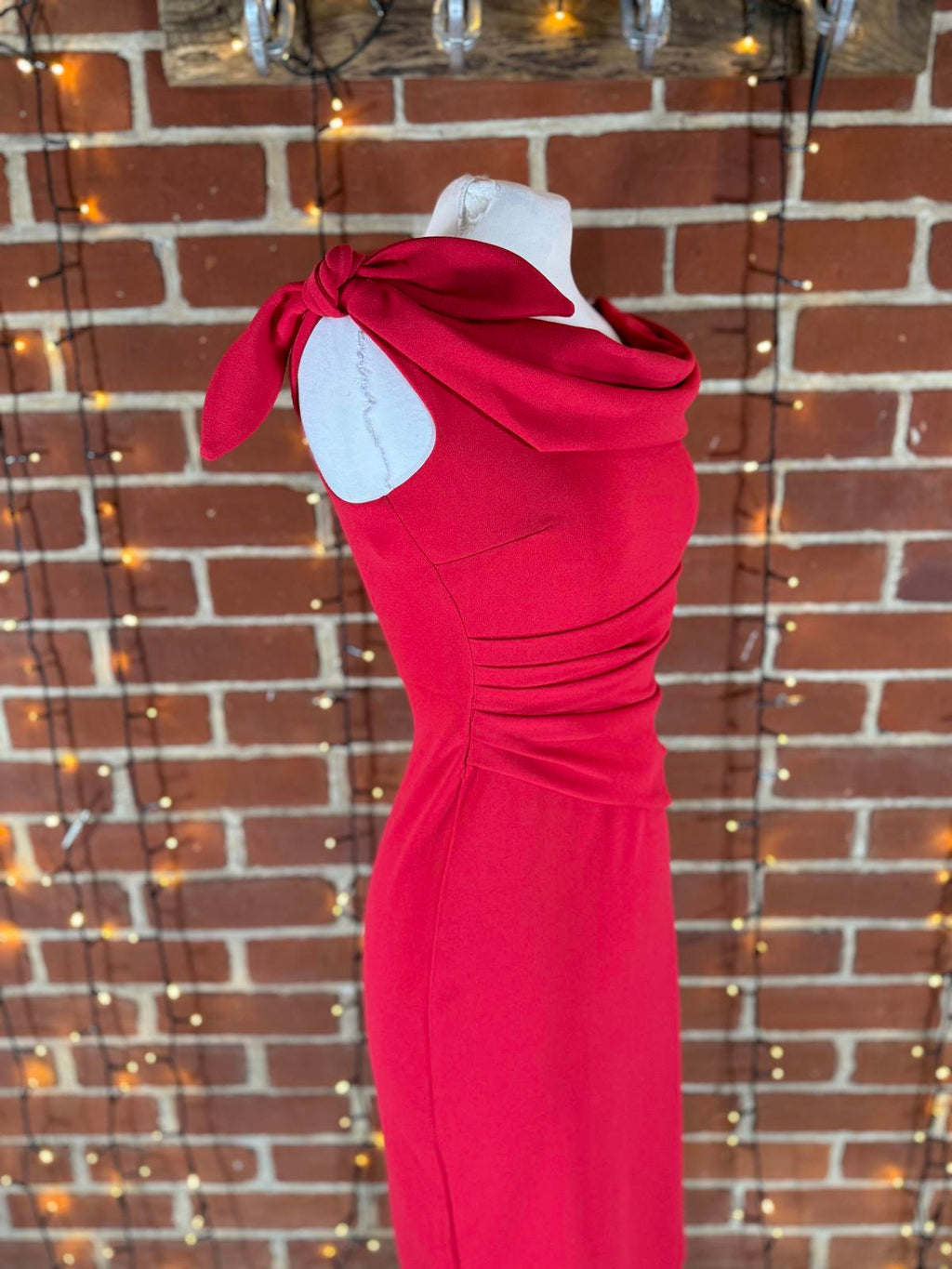 City Goddess London Red One-Shoulder Ruched Midi Dress UK 8 – Evening Wear 224