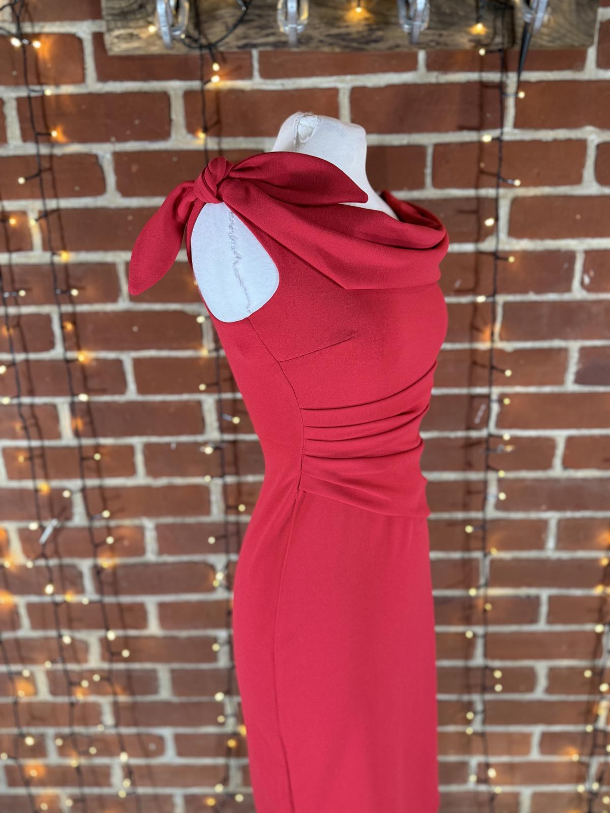 City Goddess London Red One-Shoulder Ruched Midi Dress UK 8 – Evening Wear 224