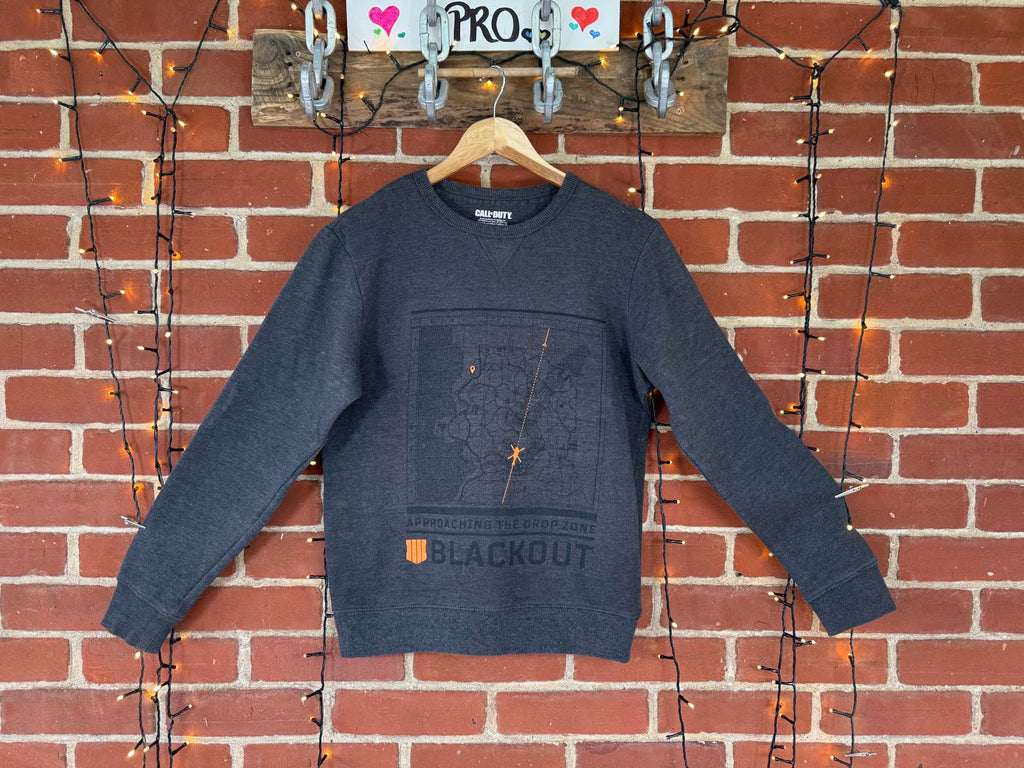 Call of Duty Black Ops 4 Sweatshirt M Grey Blackout 2018 Gamer Merch NUM 48
