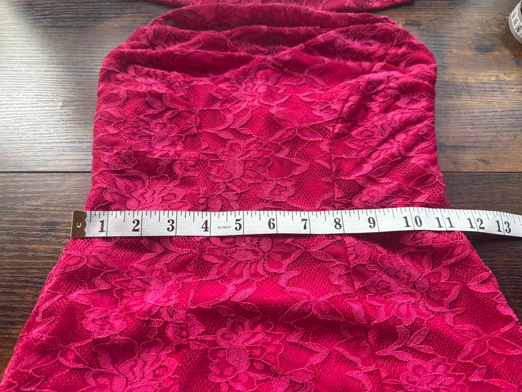 💃 GODDIVA LONDON DR2033 Cerise Lace Halter Maxi Dress – UK 6 - NWT