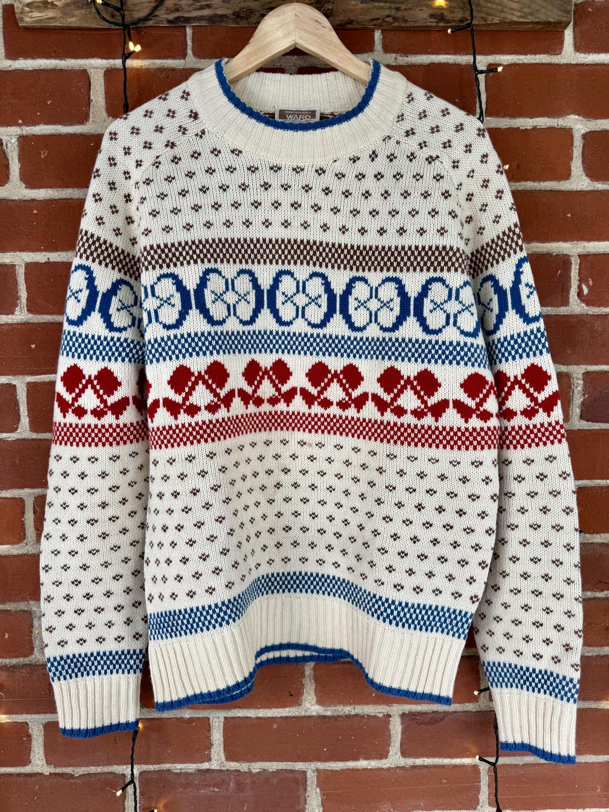🧶 Vintage Montgomery Ward Fair Isle Sweater – Made in Korea – Size Large NUM12