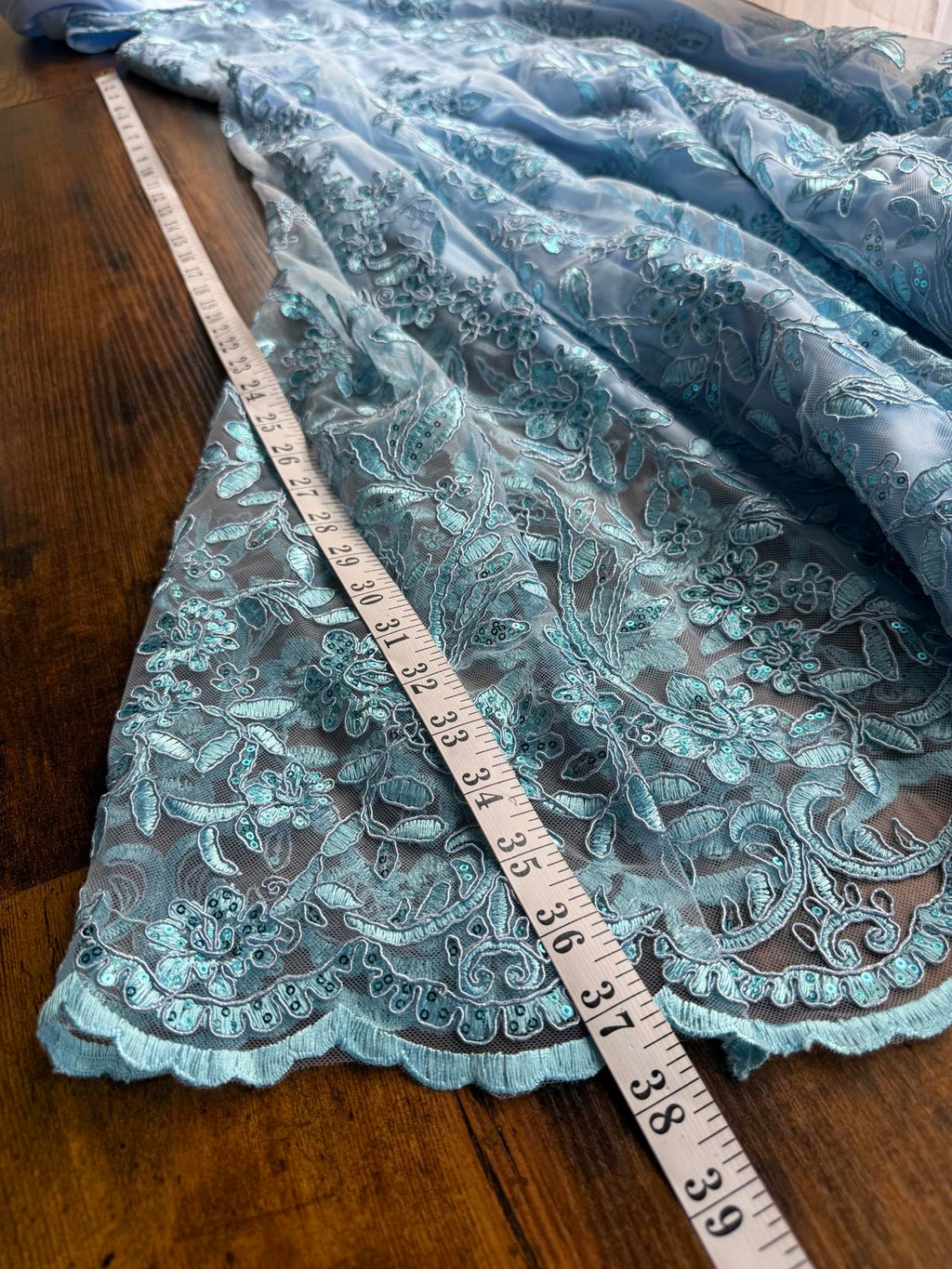 Baby Blue Sequin Embroidered Off-Shoulder Dress UK 8 Prom Gown #181