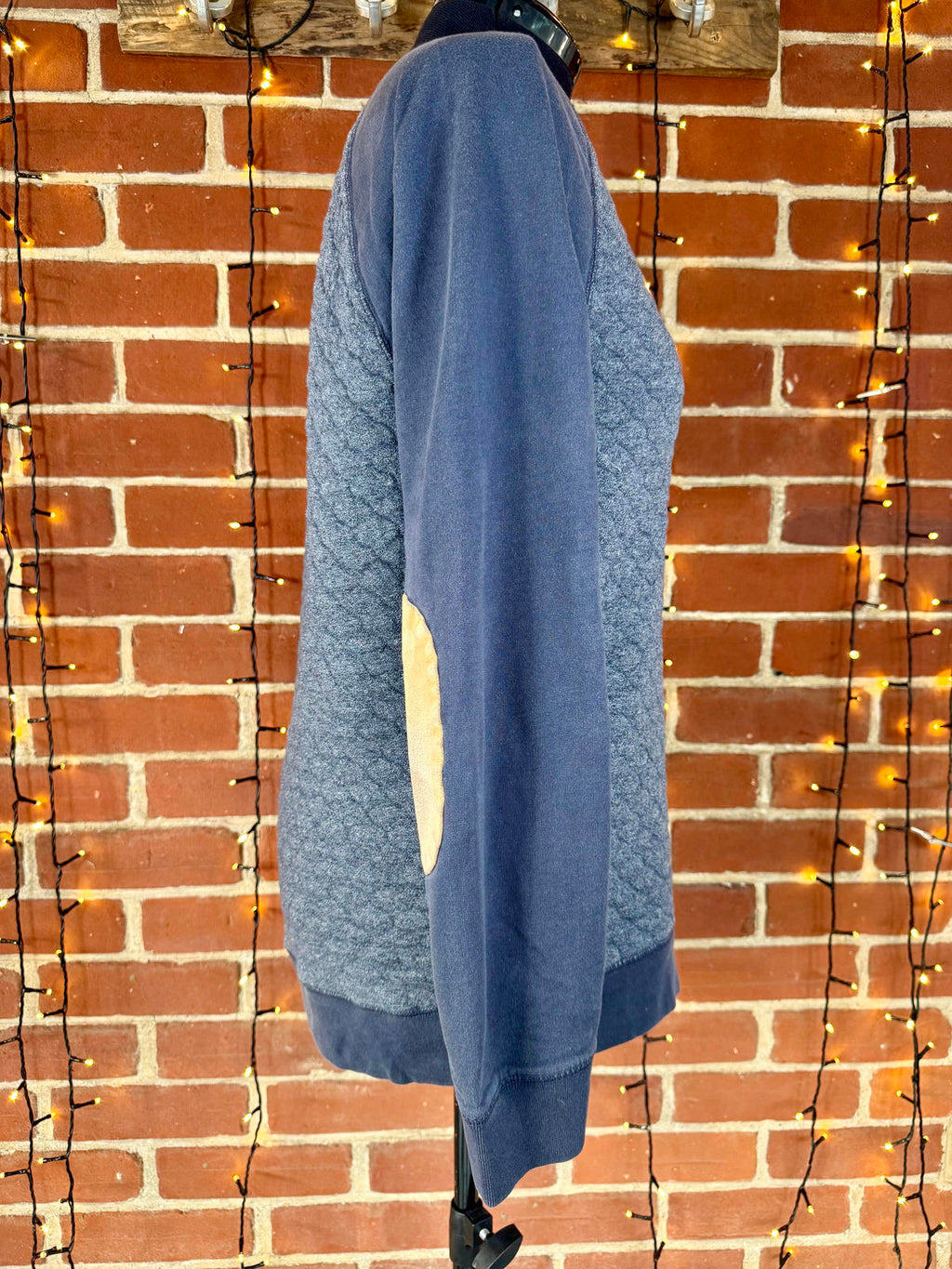 Next Mens Grey Quilted Sweatshirt with Elbow Patches Size L NUM 51