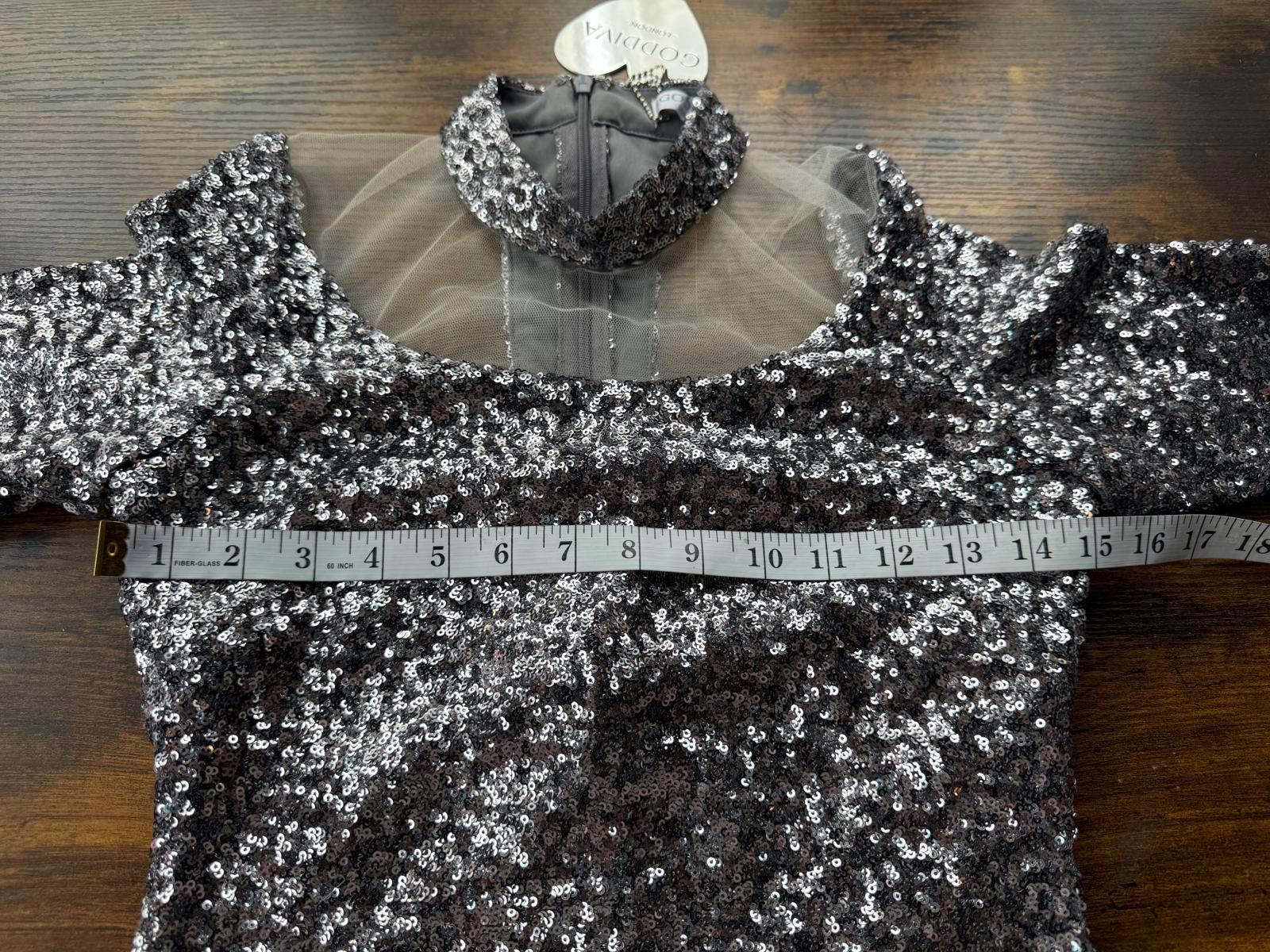 Goddiva London Silver Sequin Open Back Bodycon Dress UK 8 US 4