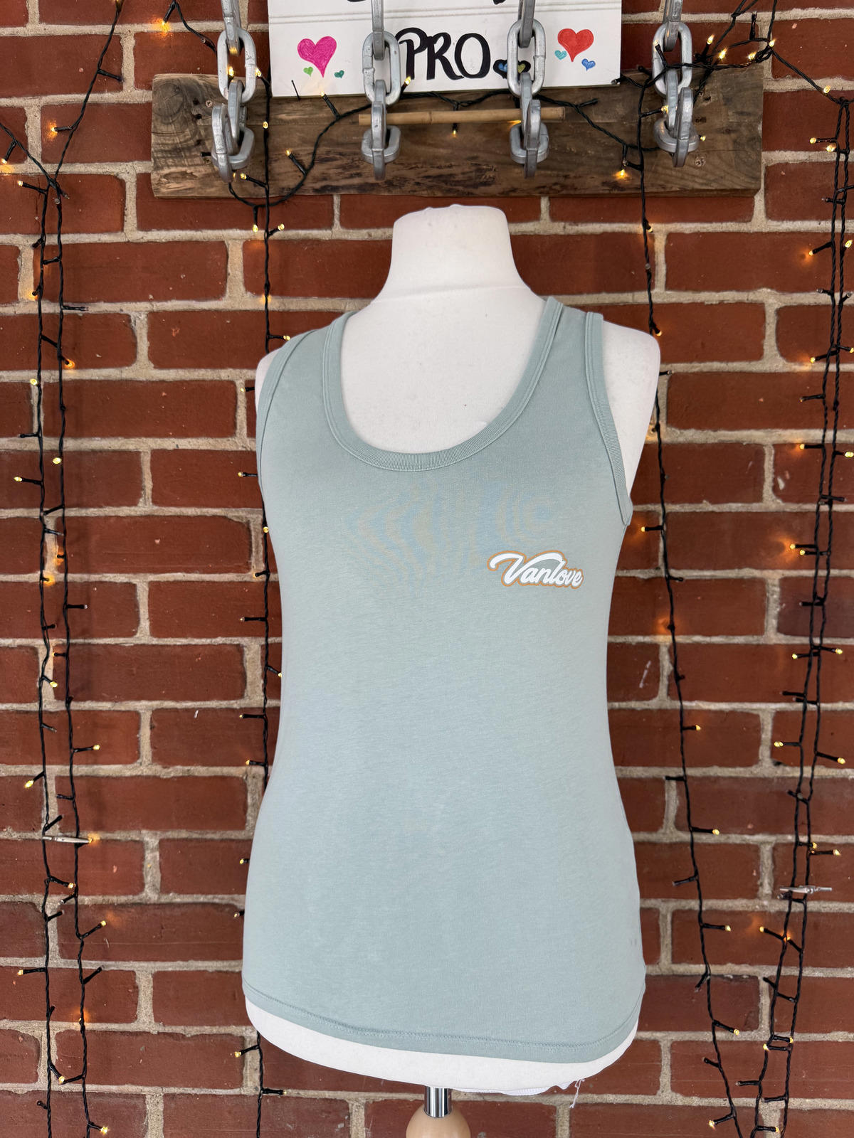 Vanlove Women's Light Blue Tank Top with Graphic Print - Size XL