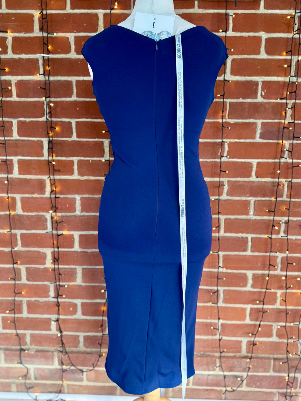 Goddiva London DR4135 Navy Tailored Midi Dress UK 12 Elegant #140