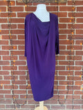 Barberellas Boutique Purple Draped Stretch Dress Cowl Neck 3/4 Sleeves, UK 12-14