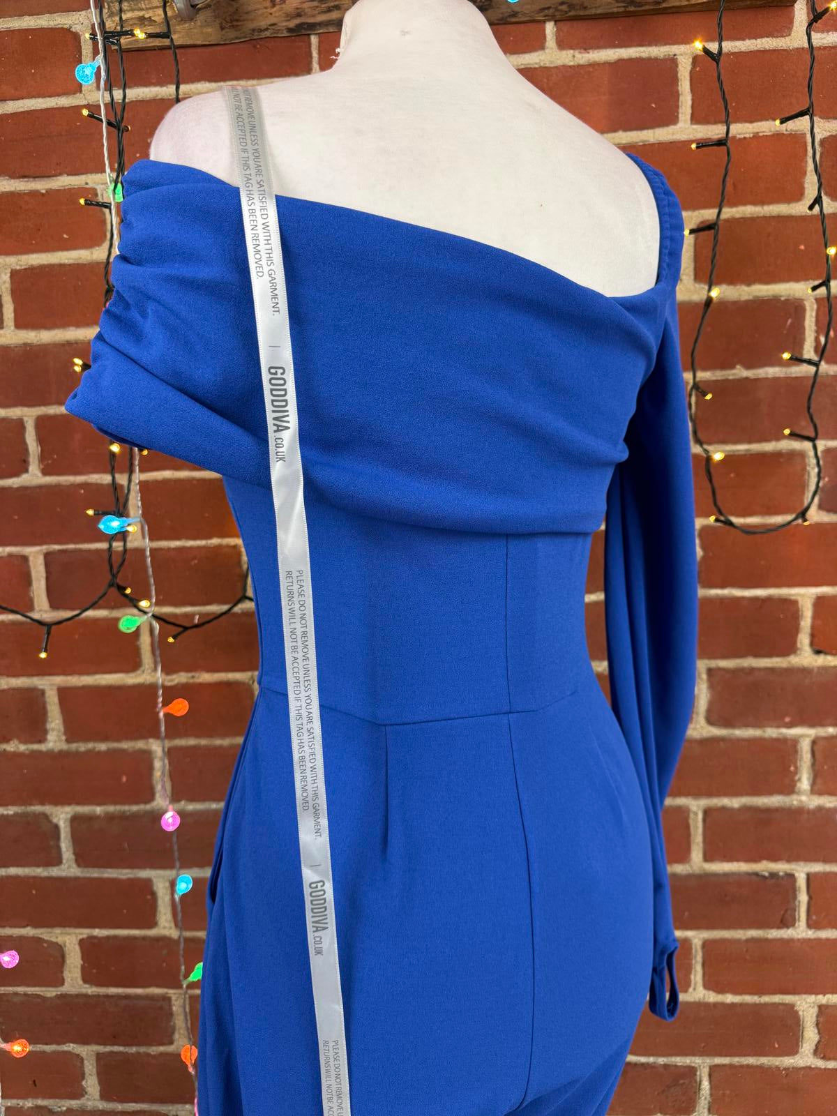 Goddiva London Royal Blue Bardot Jumpsuit UK 10 / US 6 BNWT                 .323
