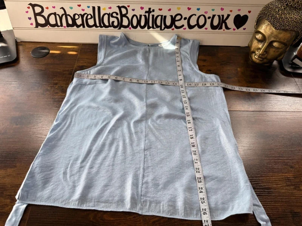 Next Blue Satin Shimmer Top UK 16 Sleeveless Occasion Party