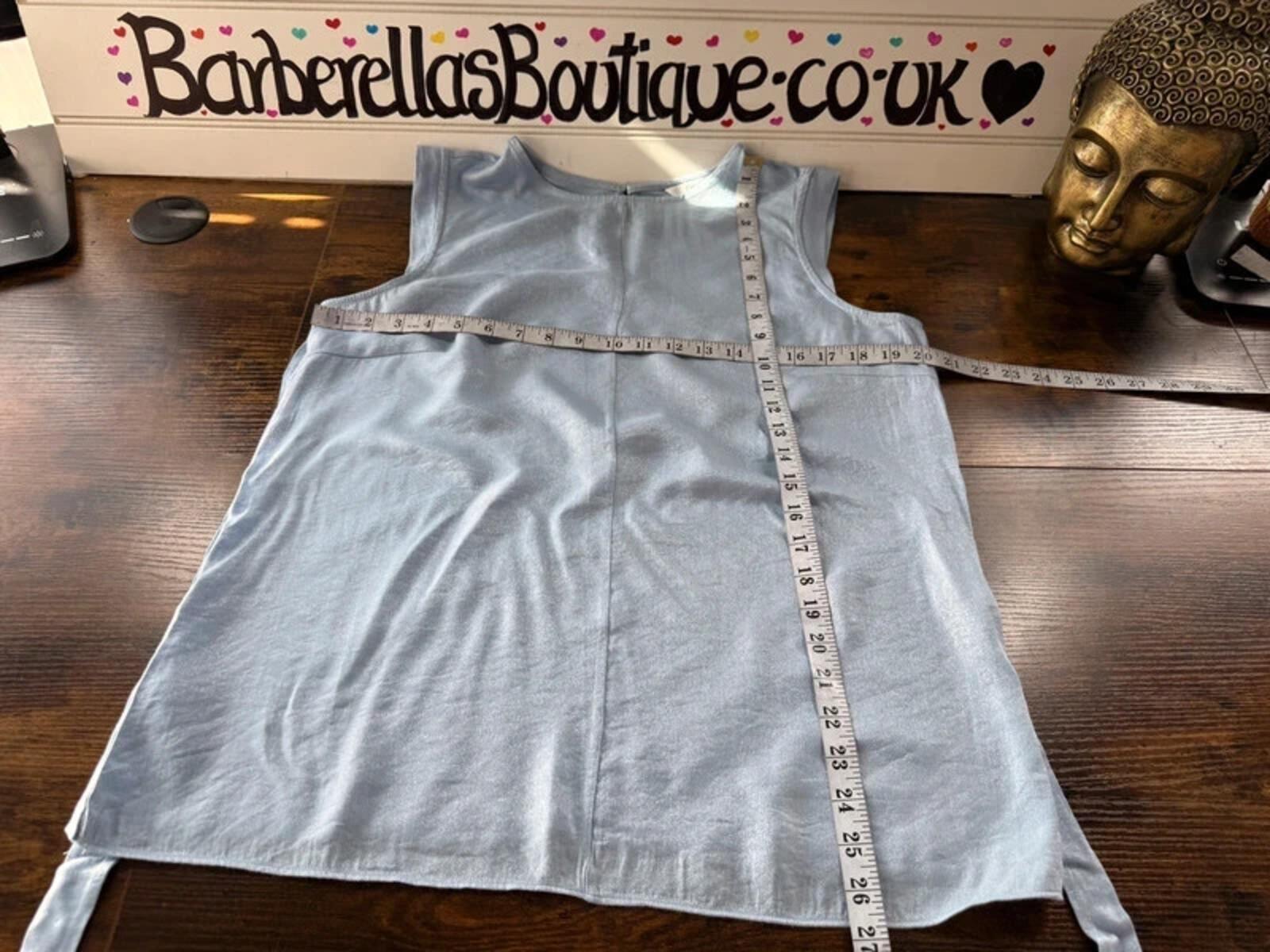 Next Blue Satin Shimmer Top UK 16 Sleeveless Occasion Party