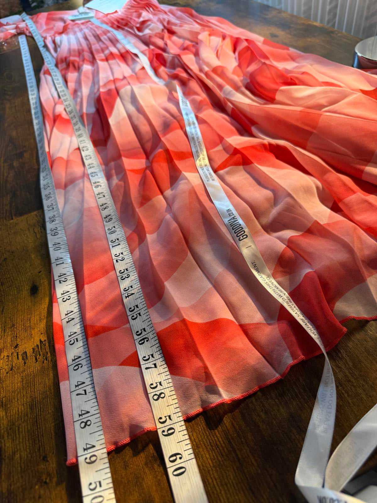 Goddiva Coral Pleated Maxi Dress UK 10–12 / US 6–8 Floaty Chiffon           .321