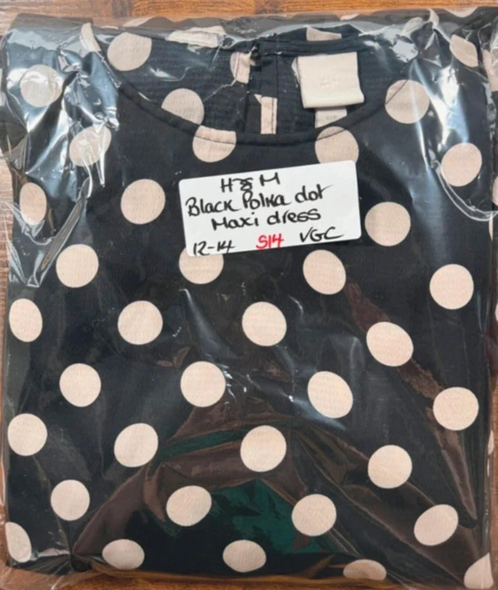Black White Polka Dot Midi Dress UK14 US10 Long Sleeve Tiered