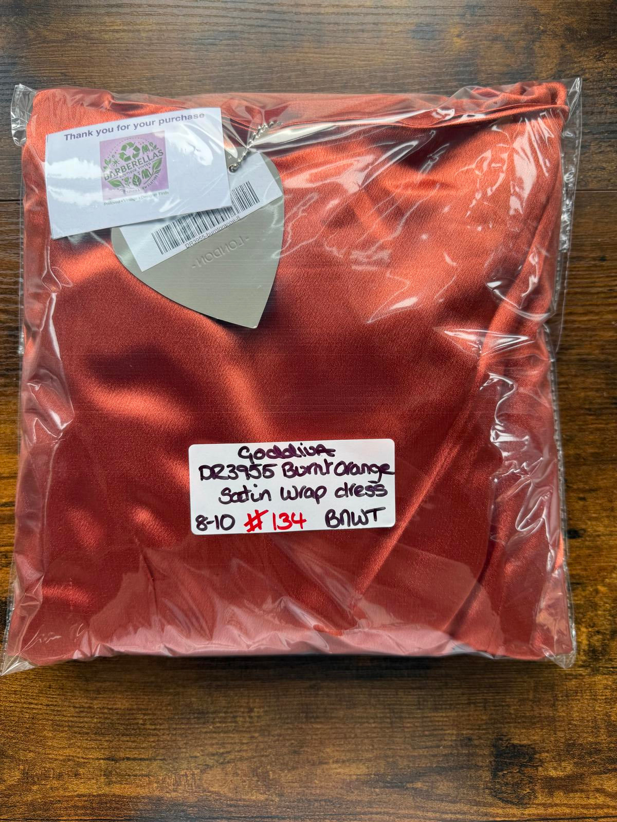 Goddiva DR3955 Burnt Orange Satin Wrap Maxi Dress UK 8 BNWT Occasion #134