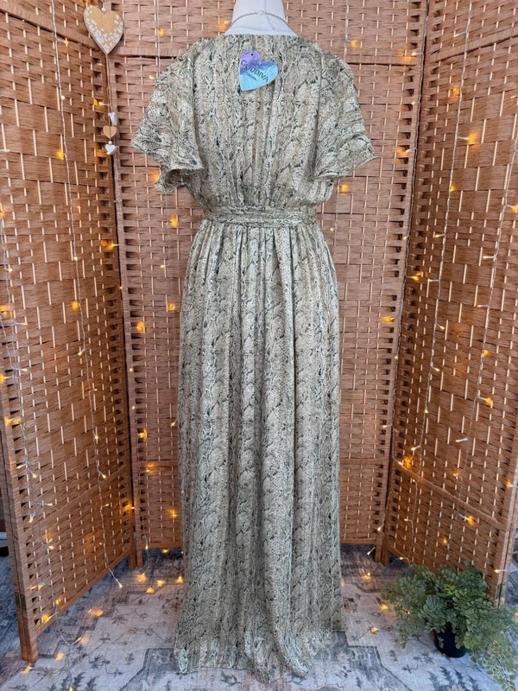 BNWT Goddiva Metallic Snake Print Maxi Dress UK10-12 Gold