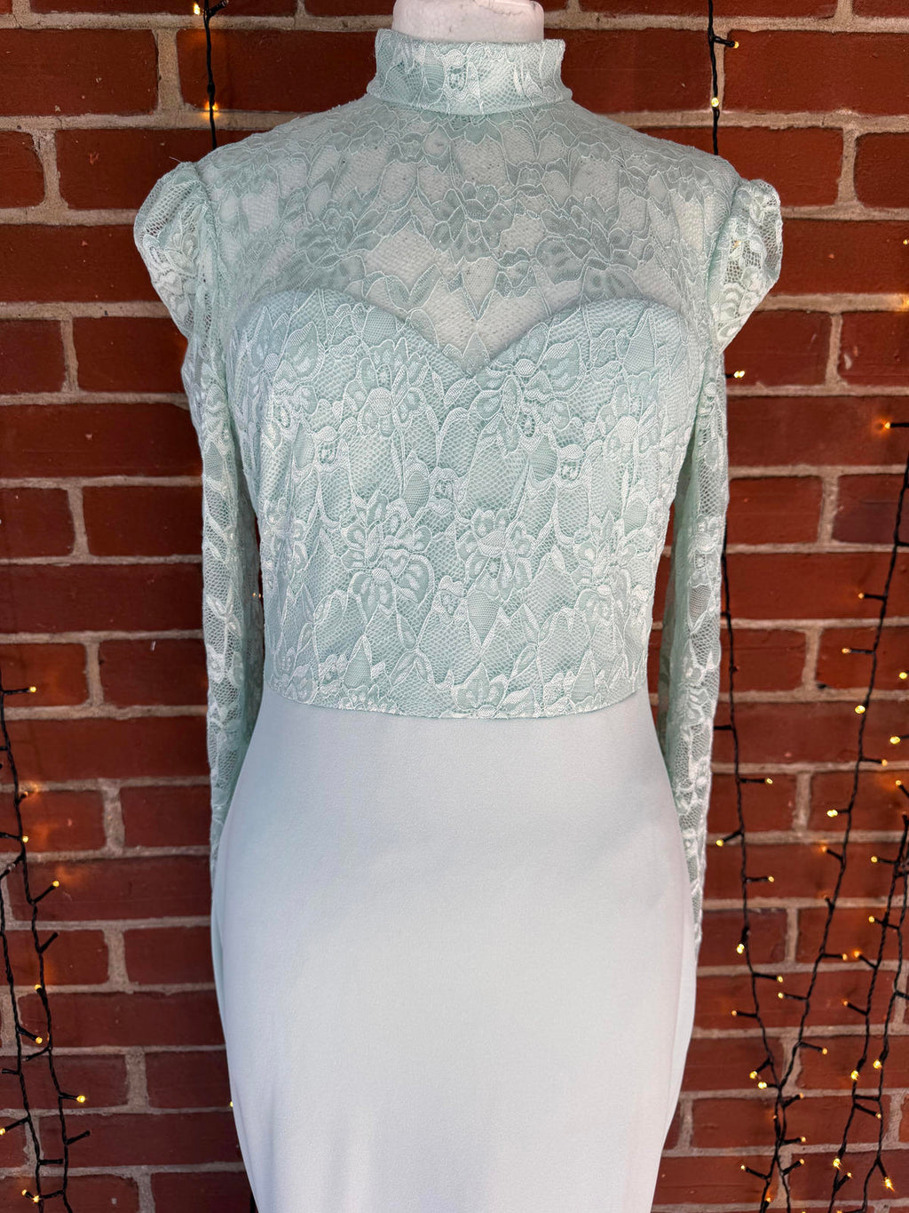 Goddiva Mint Green Lace High Neck Fishtail Midi Dress UK 10 BNWT