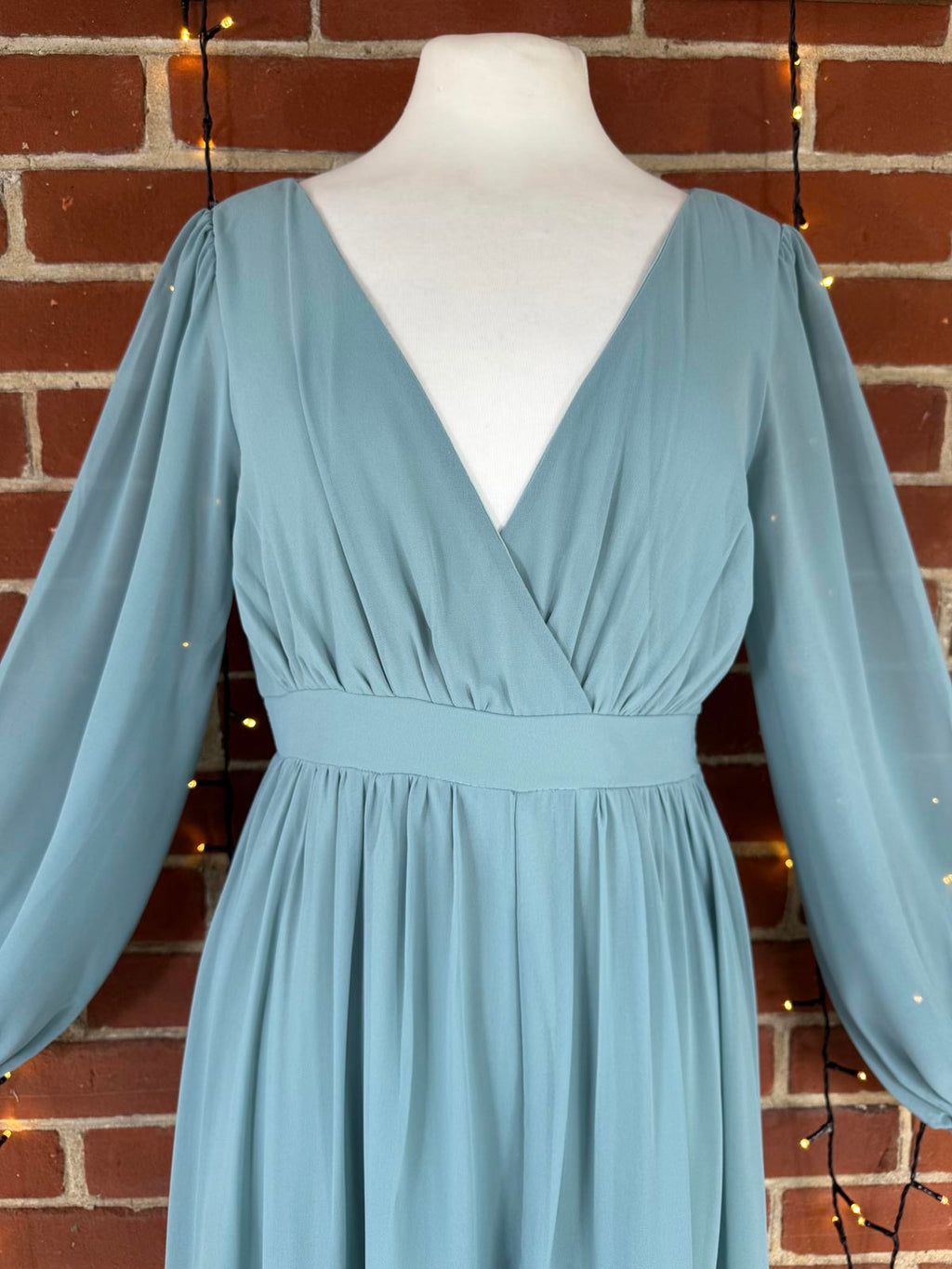 Goddiva London Sage Green Chiffon Maxi Dress UK 10 Evening                  .002