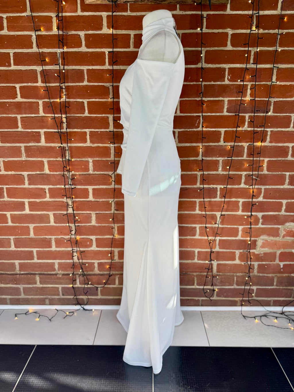 Goddiva London DR3402W Cream One-Shoulder Evening Gown – UK 12 #86