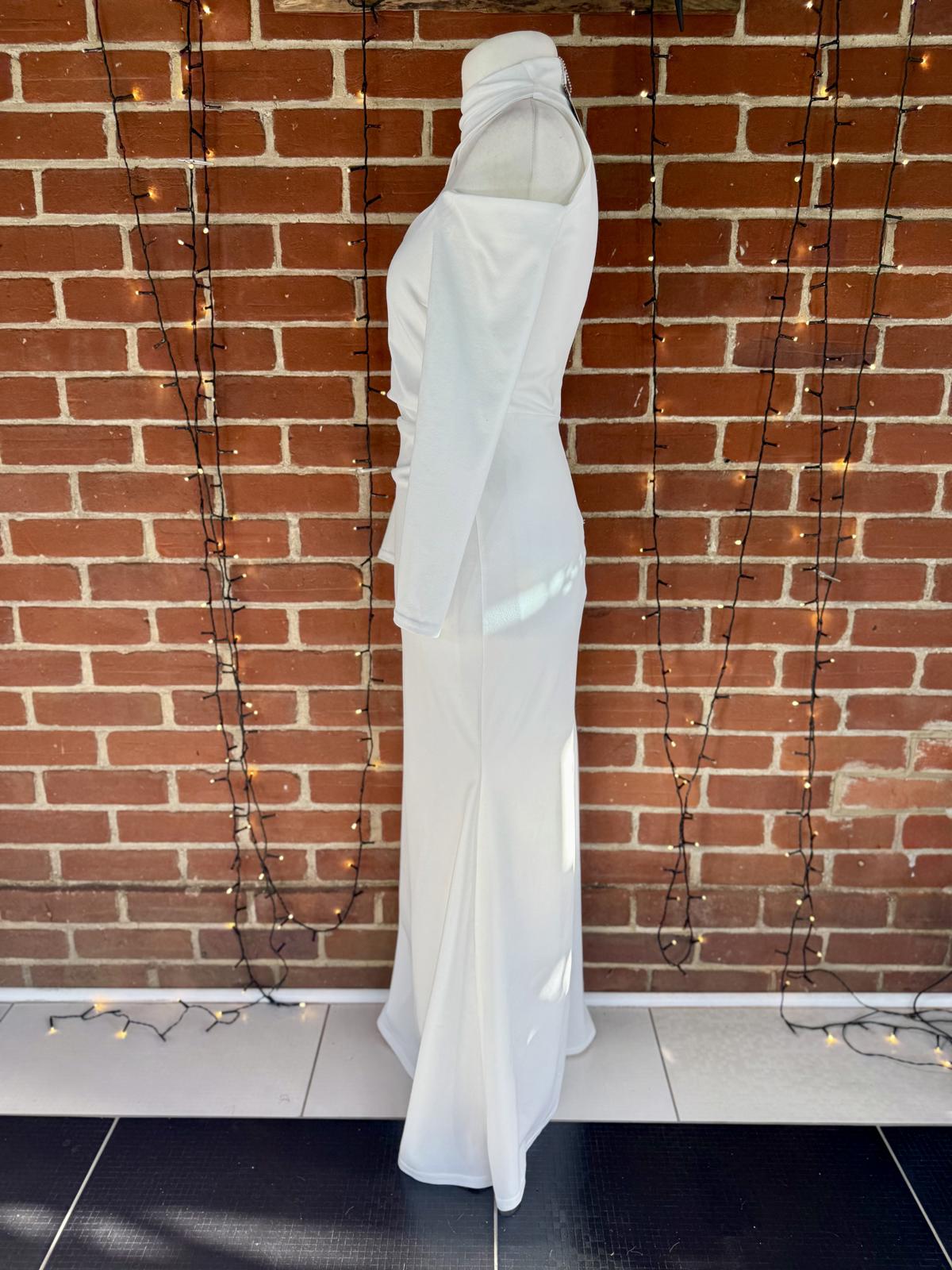 Goddiva London DR3402W Cream One-Shoulder Evening Gown – UK 12 #86