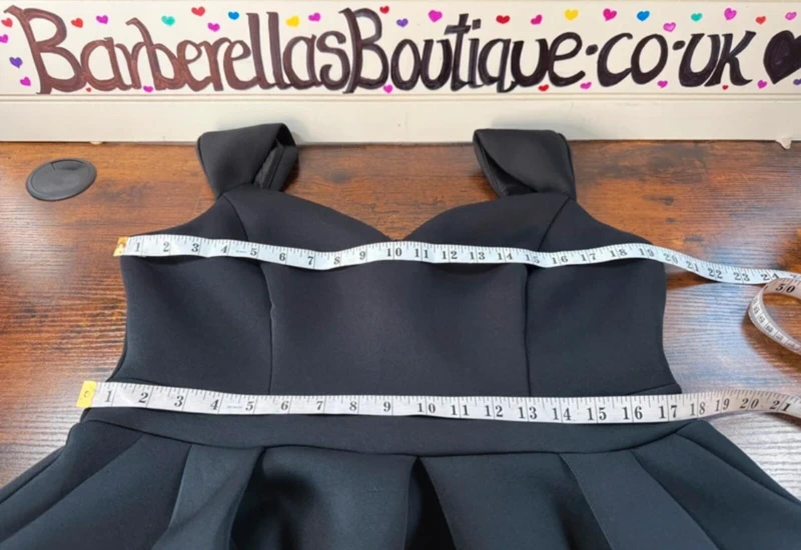 Goddiva Black Scuba Midi Dress UK 18 Fit & Flare Pockets Prom