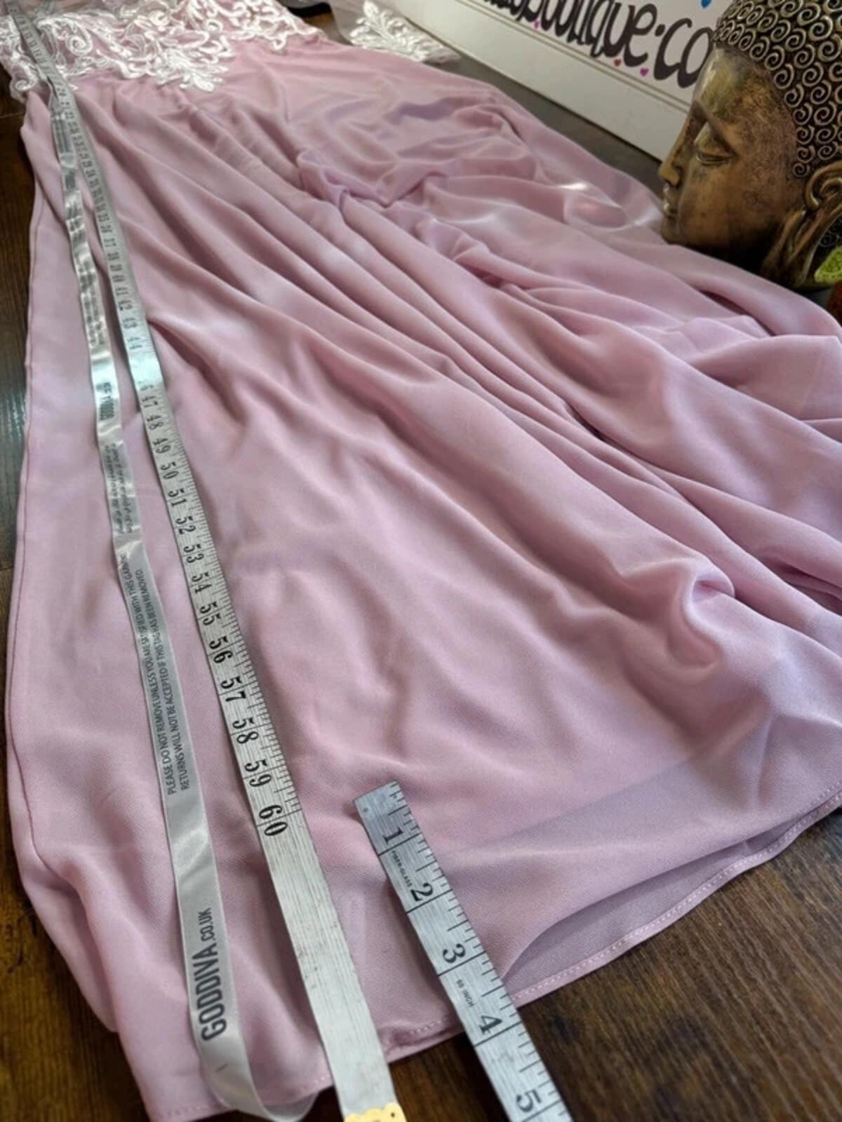 Goddiva Blush Lace Mesh Maxi Dress UK 12-14 (US 8) Occasion Gown