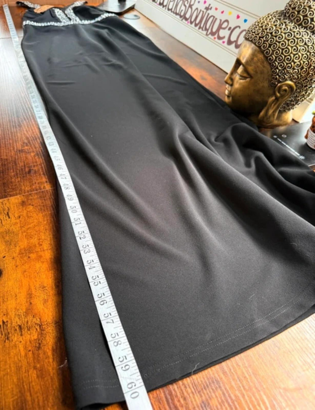 Black Diamante Halter Prom Dress Backless Evening Gown UK 10 12