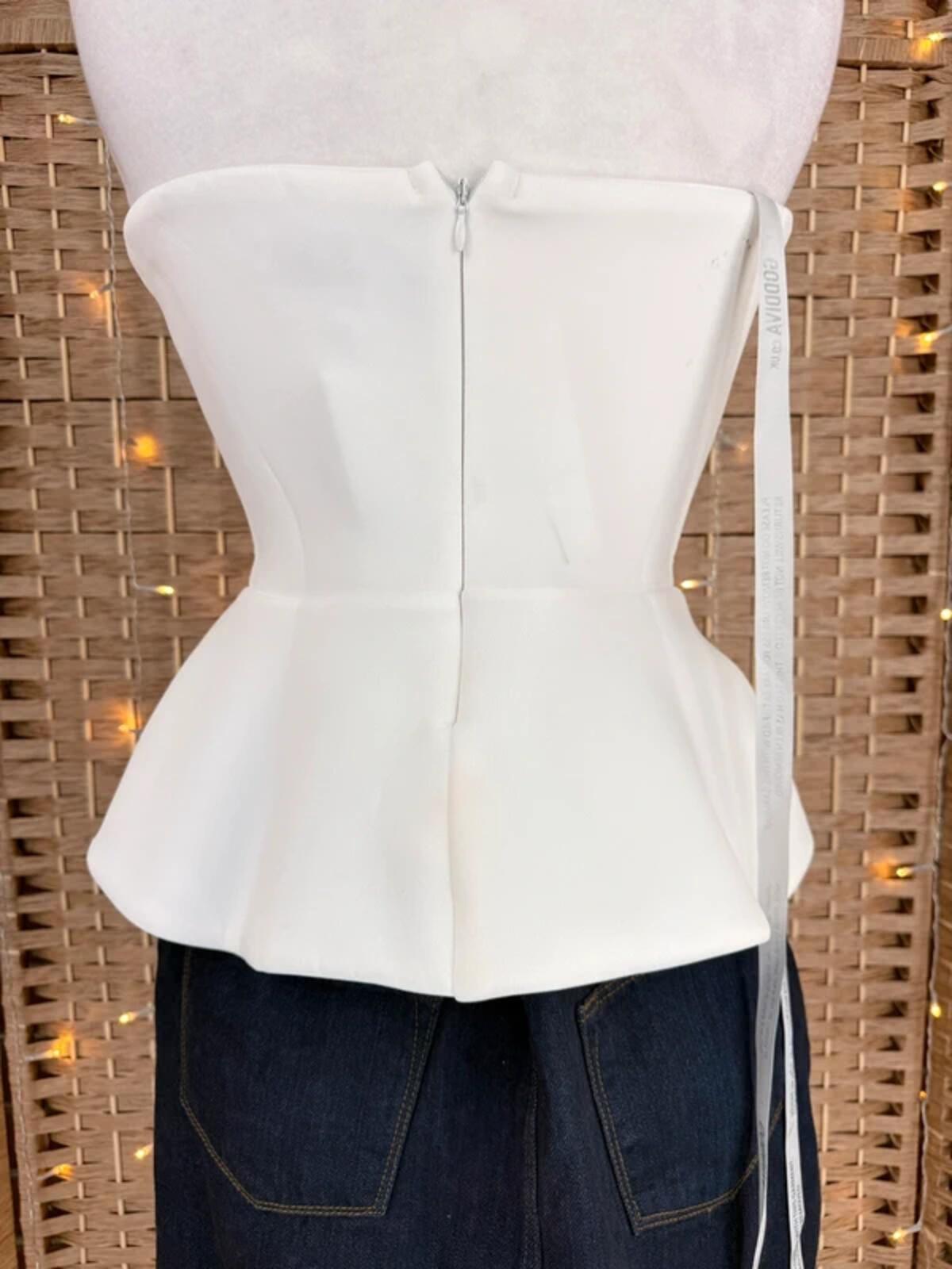 Goddiva Strapless Peplum Top UK 10 Cream Corset Bandeau BNWT