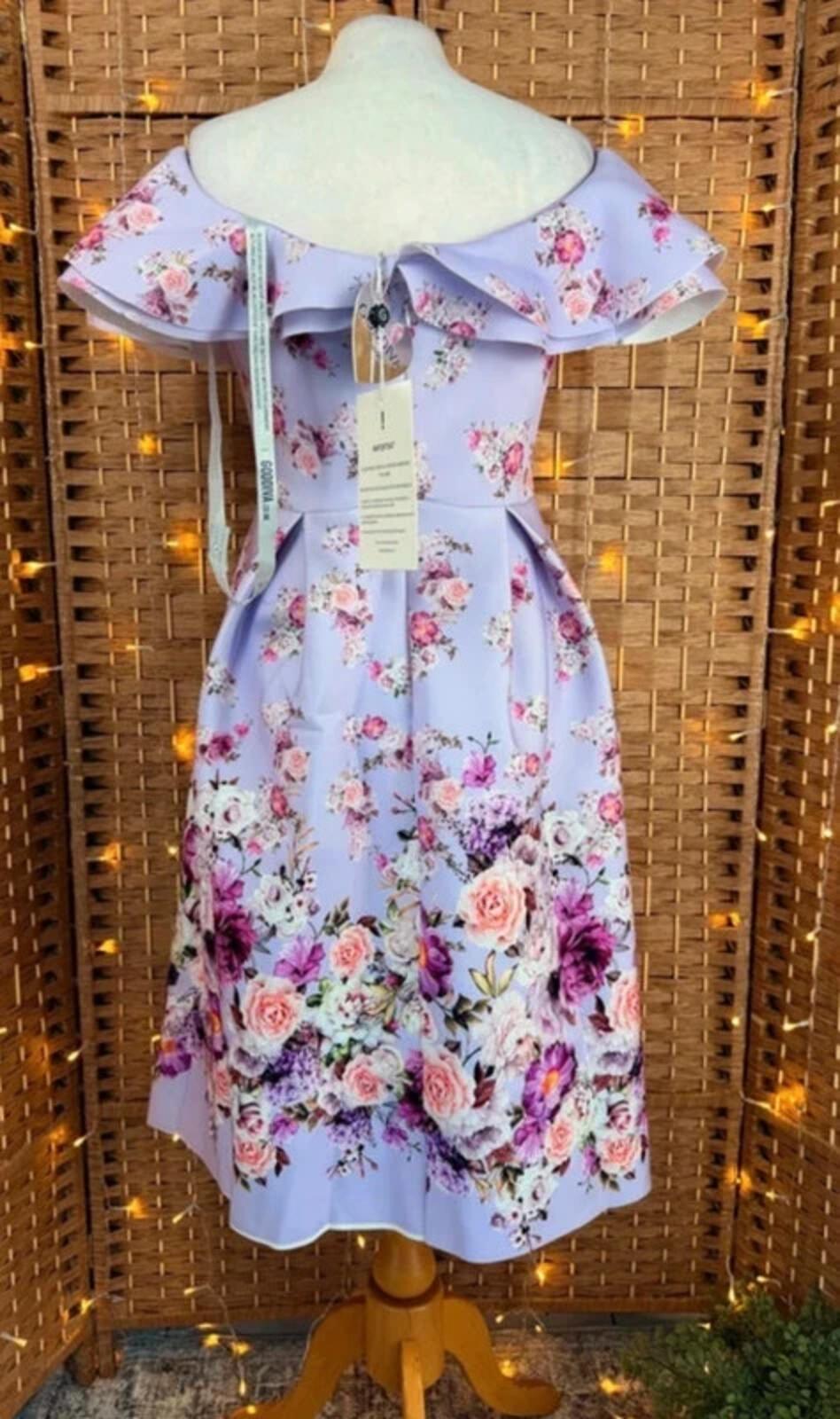 Goddiva Floral Scuba Crepe Midi Dress UK 10 Wedding Guest Prom
