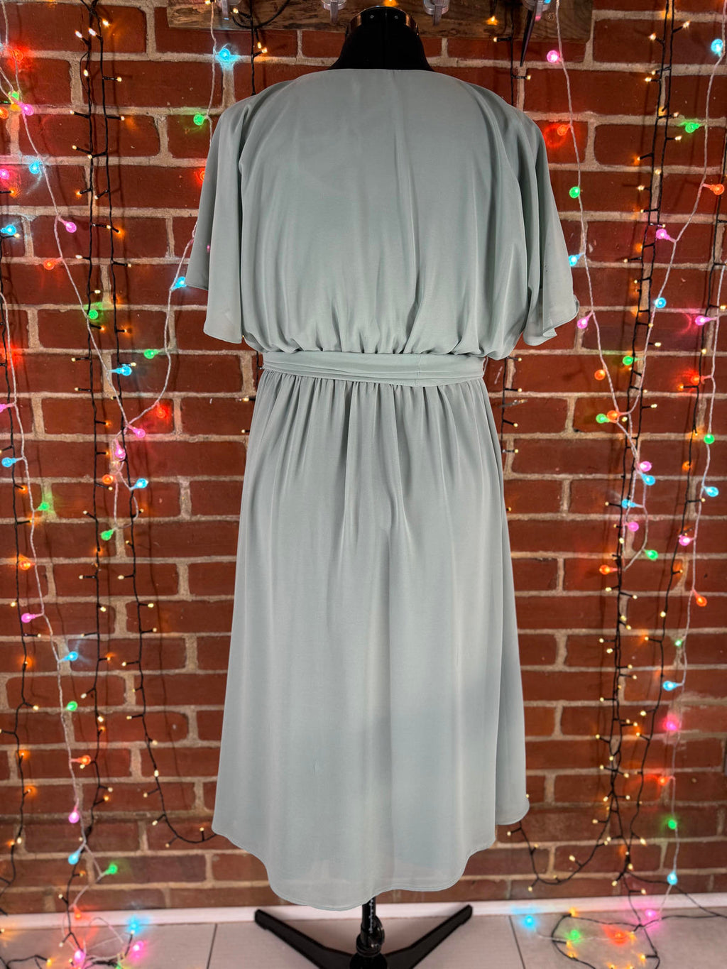 Goddiva Sage Green Wrap Midi Dress DR2555 UK 18  See Images!                 247