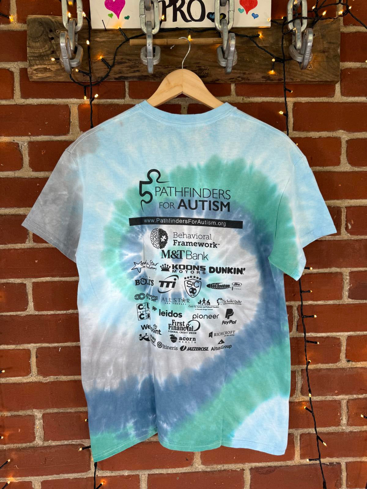 Run Wild T-Shirt for Autism Awareness - Tie-Dye Blue & Green - Size Medium