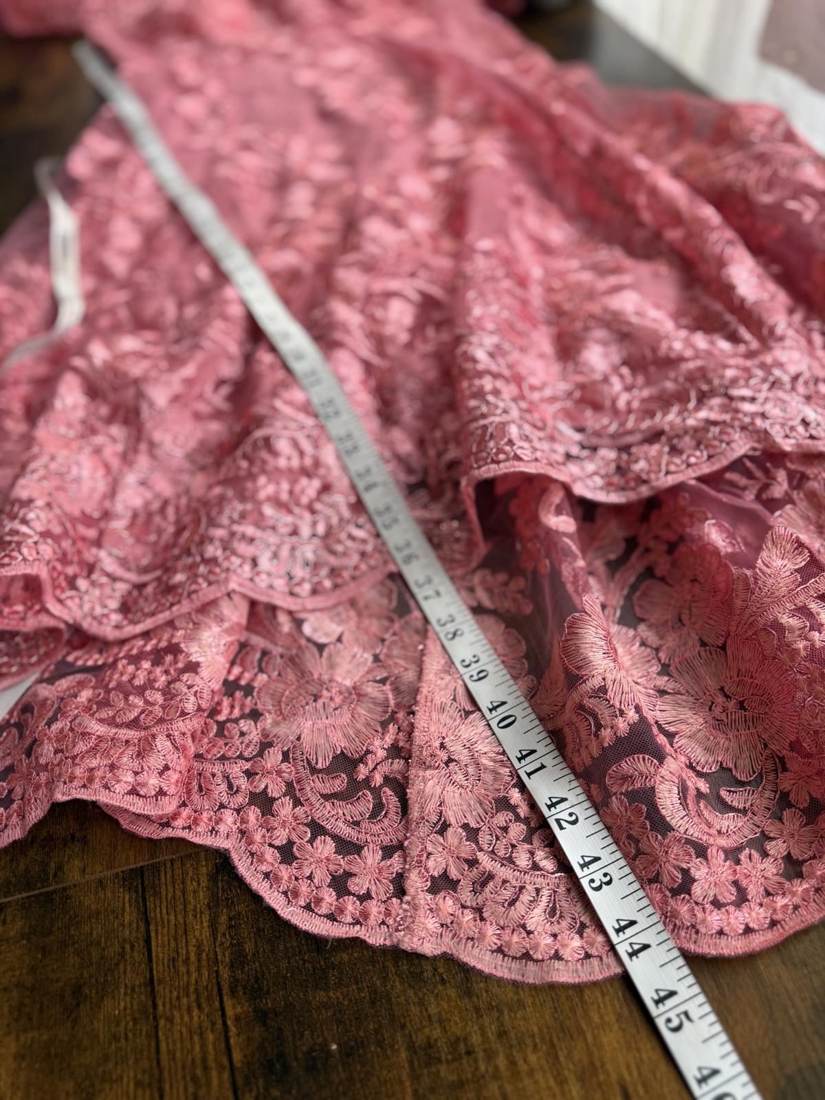 🌺 Goddiva London Coral Floral Lace Hi-Low Maxi Dress (DR4265, UK 14) #184