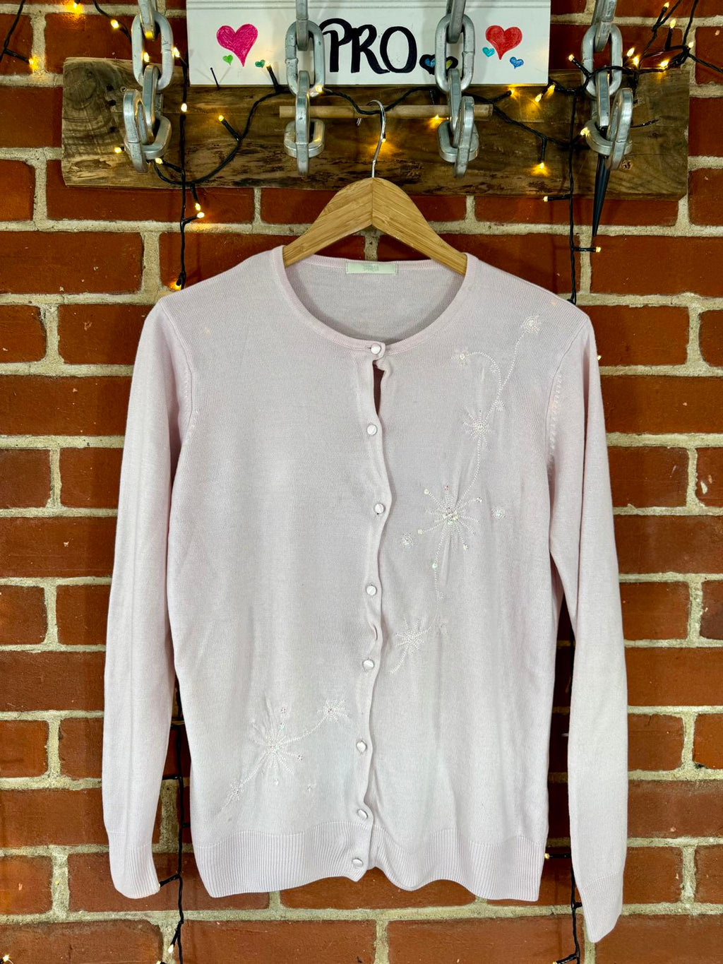Marks & Spencer Pale Pink Embroidered Cardigan Y2K Era UK 16 NUM 13