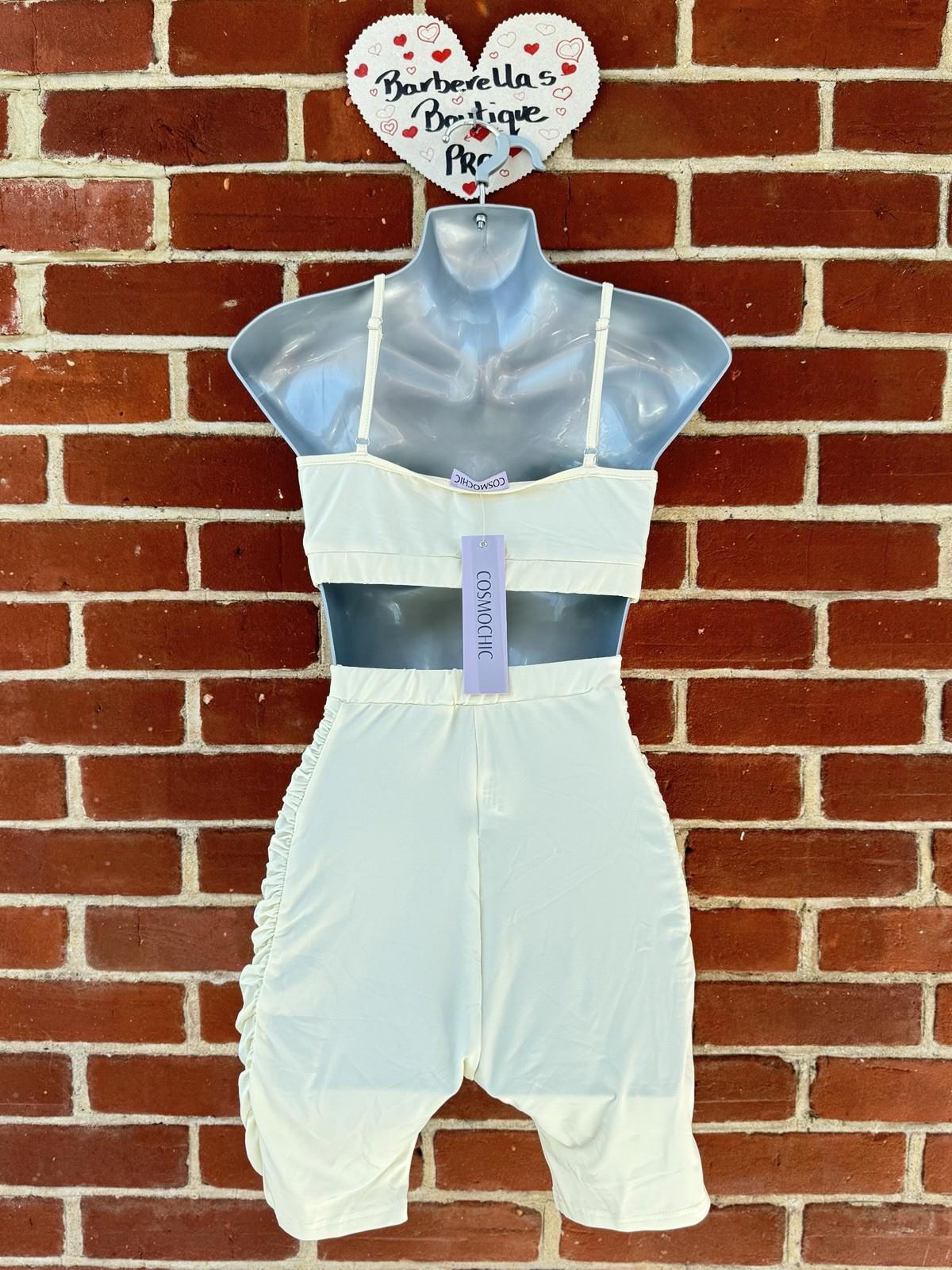 CosmoChic Cream Ruched Co-ord Set - Size M (UK 10-12) Bnwt