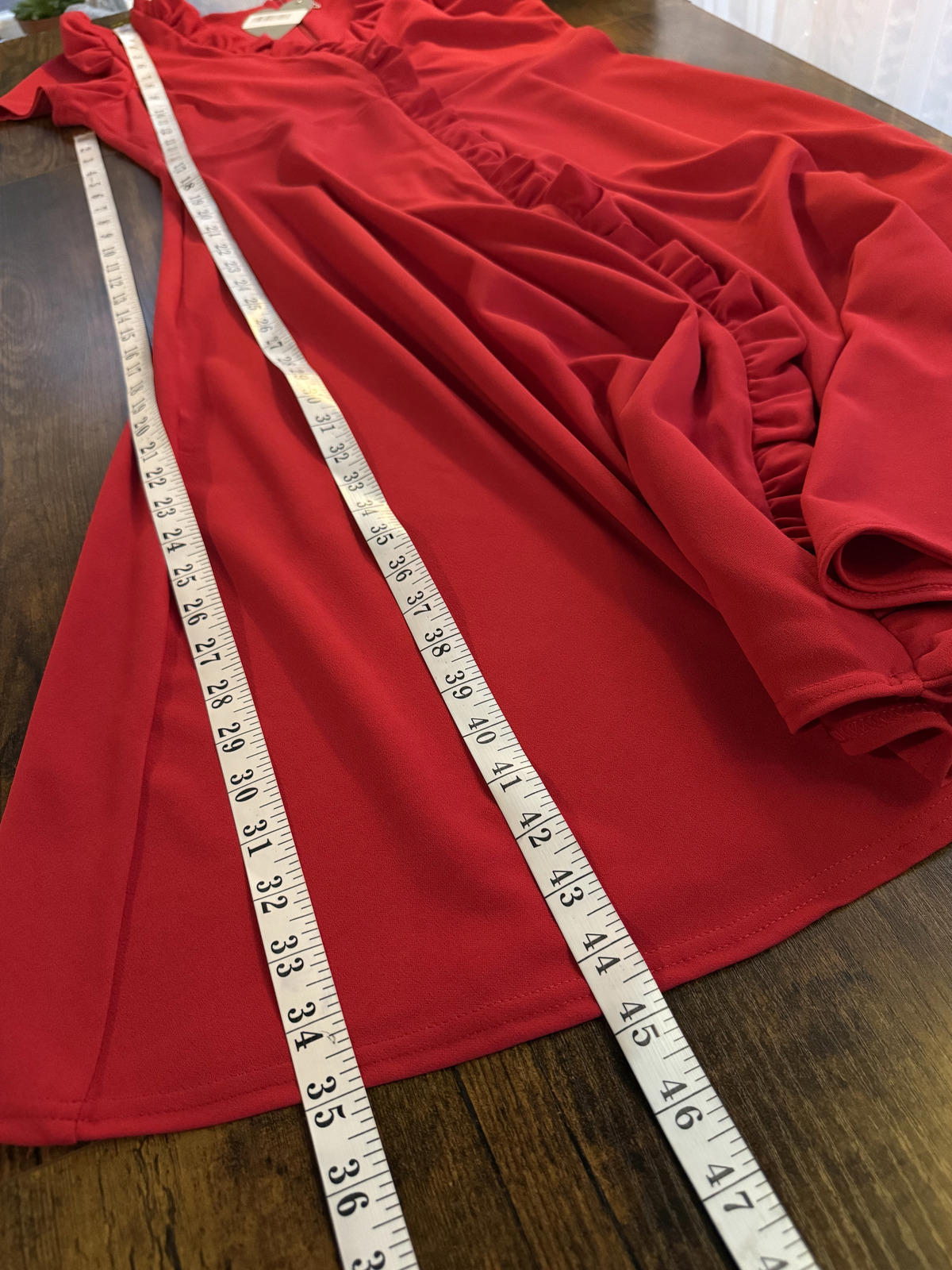 Goddiva Red Ruffle V-Neck A-Line Midi Dress Size 14 DR3876 BNWT #218