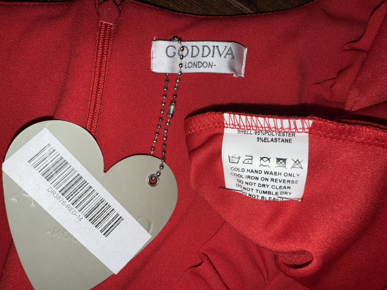 Goddiva Red Ruffle A-Line Midi Dress Size 14 DR3876 BNWT 218