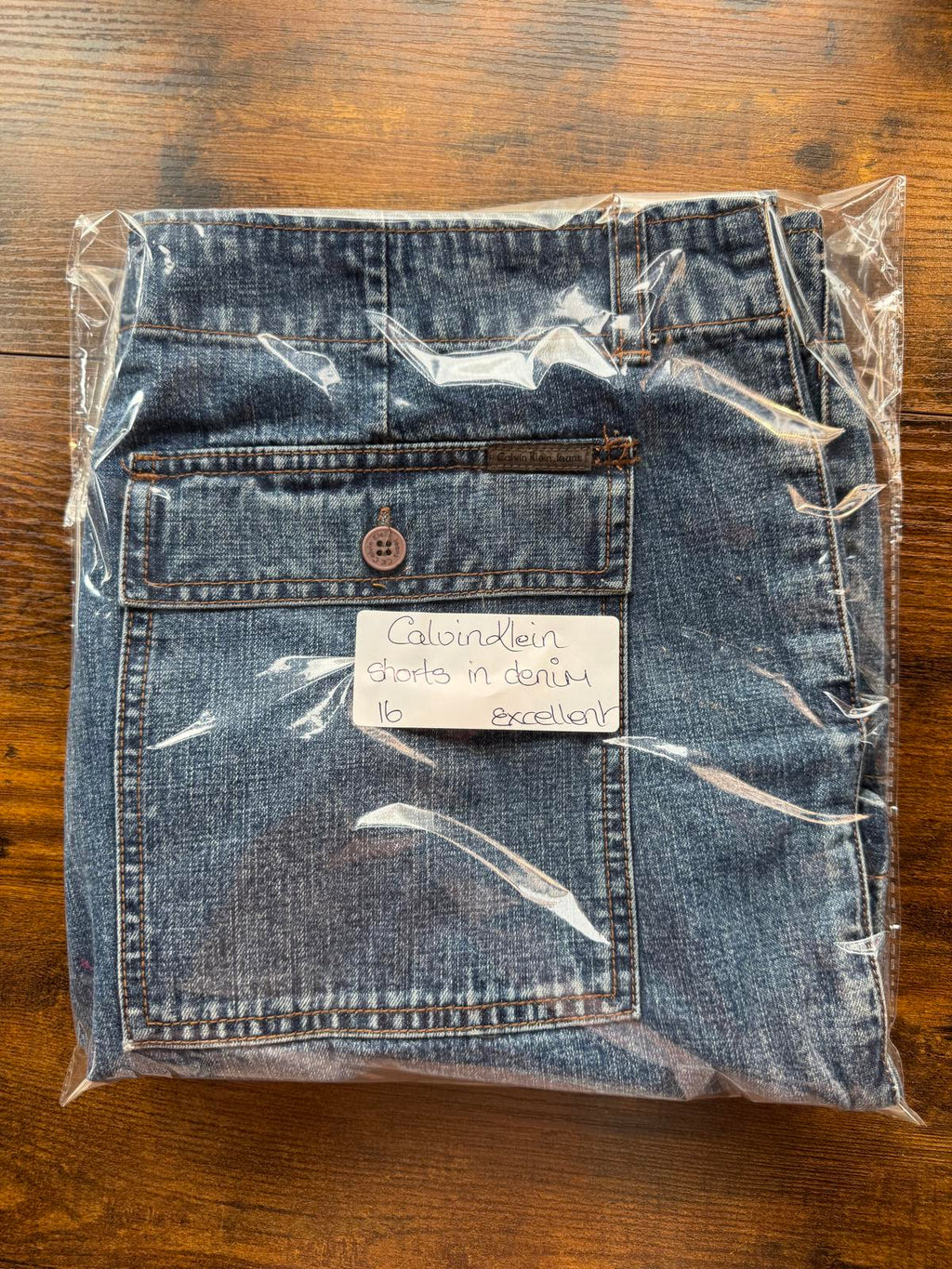 Calvin Klein Jeans Denim Shorts UK 16 Blue Utility Style Mid Rise