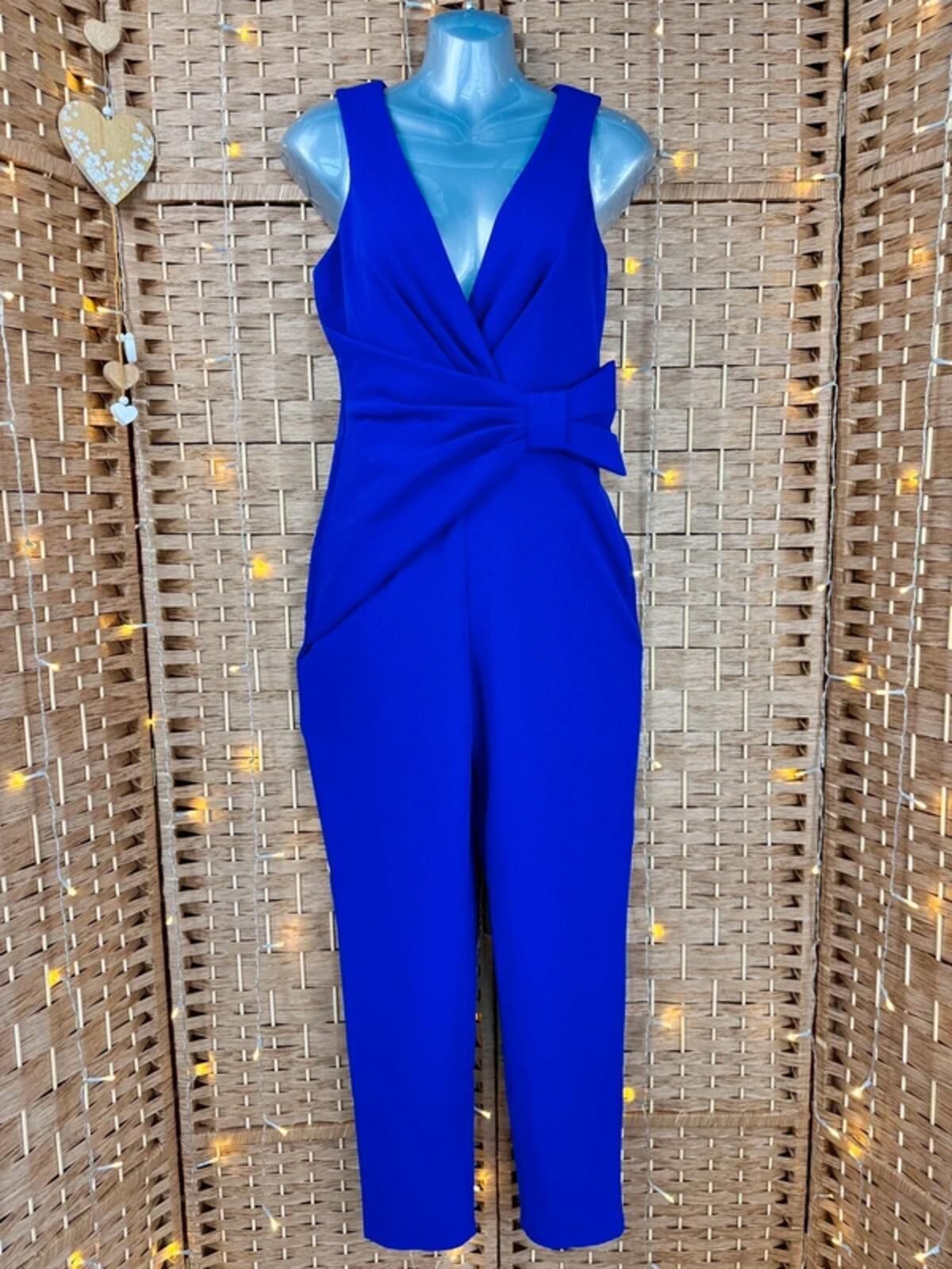 Vicky Pattison / Goddiva Royal Blue Bow Detail Jumpsuit UK 8-10
