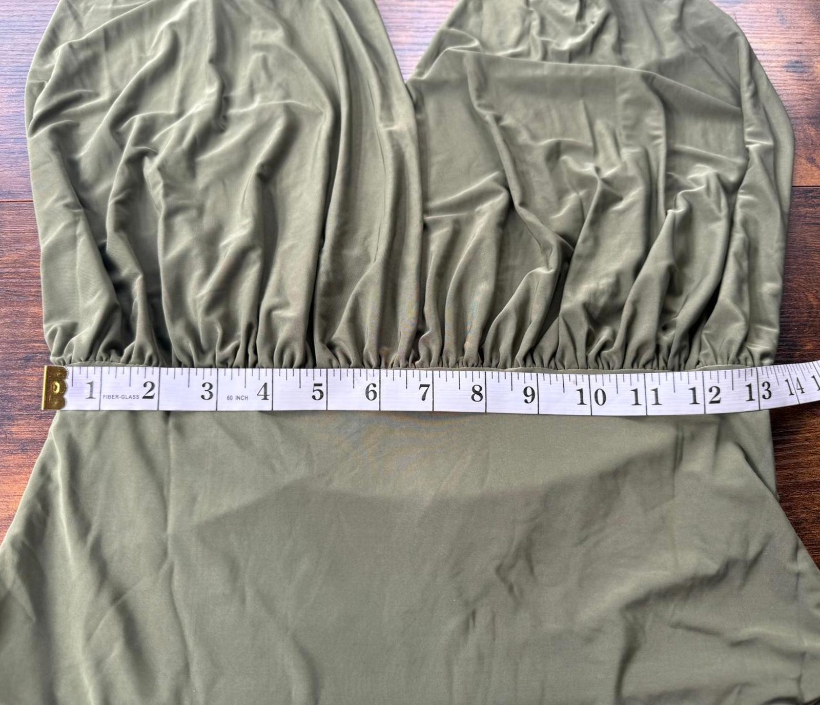 Olive Green Women's One-Piece Swimsuit with Wrap Detail - Size XL