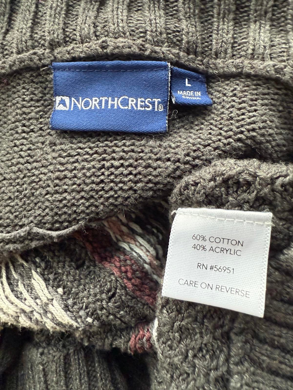 NorthCrest Fair Isle Zip-Up Knit Sweater – Men’s L #104 NUM8