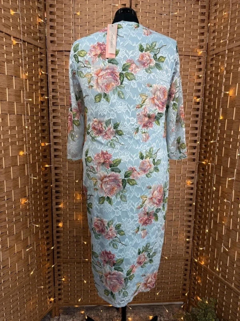 City Goddess Blue Floral Lace Midi Dress UK 16 US 12 BNWT