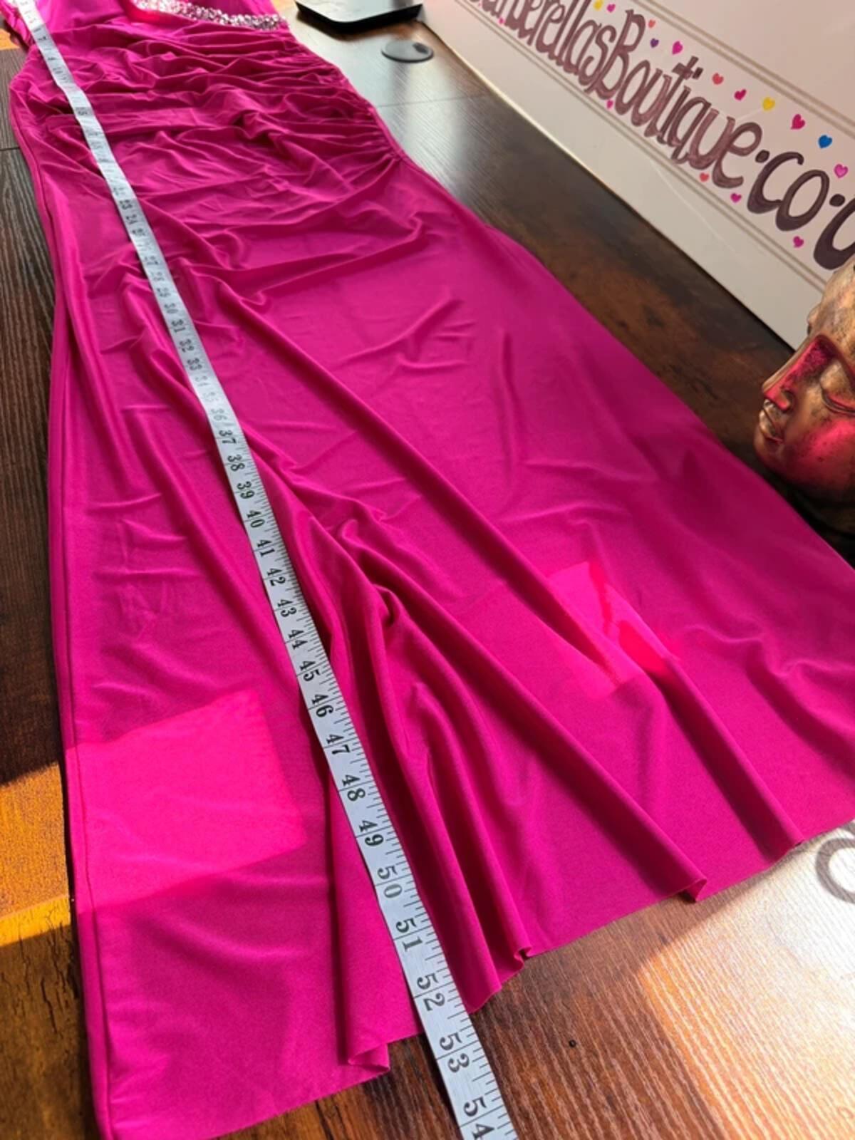 Goddiva Cerise Pink Strapless Maxi Dress UK L Prom Evening