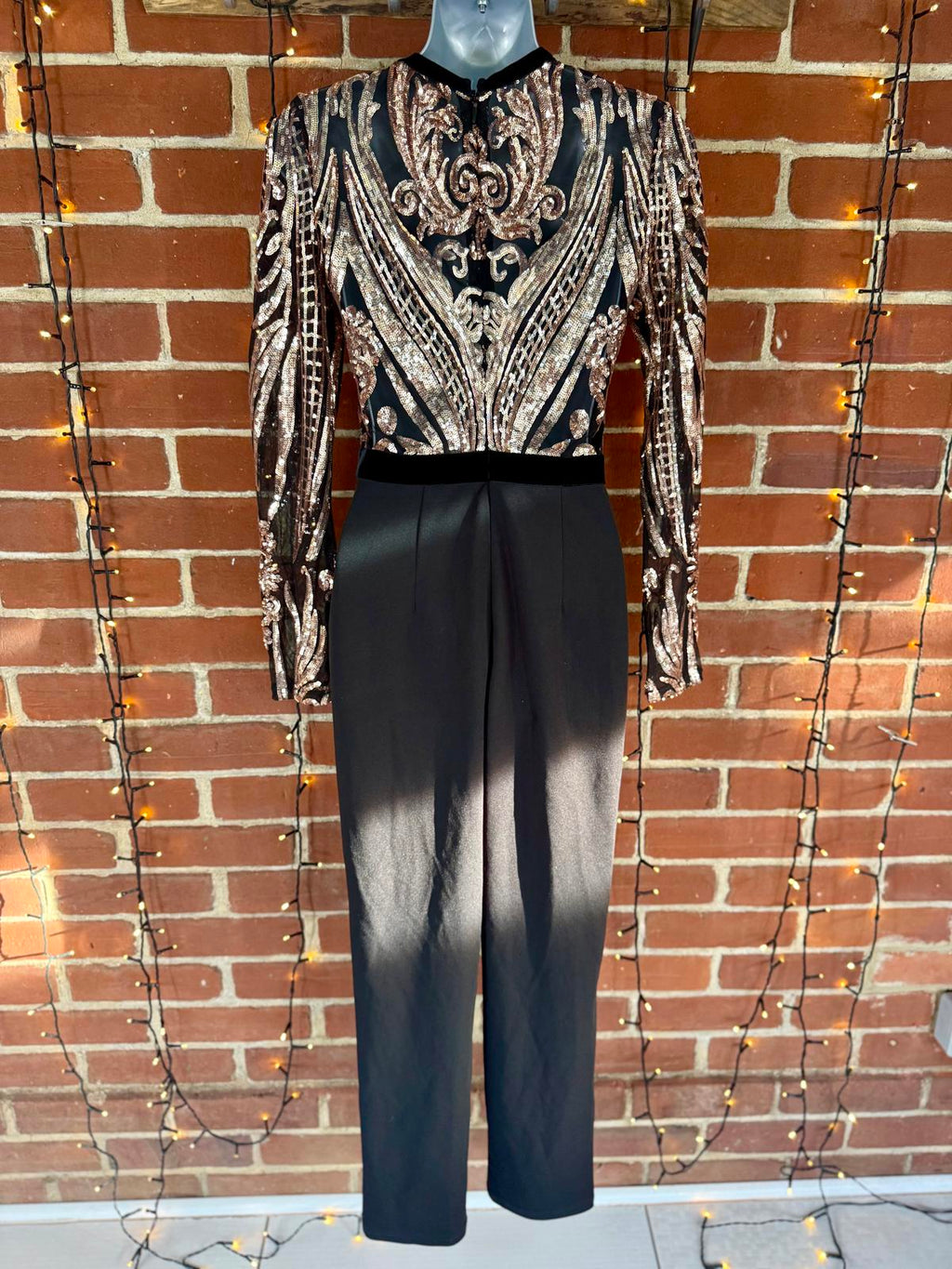 Goddiva London TR123 Champagne Sequin Tux Jumpsuit UK 8 BNWT Evening Wear