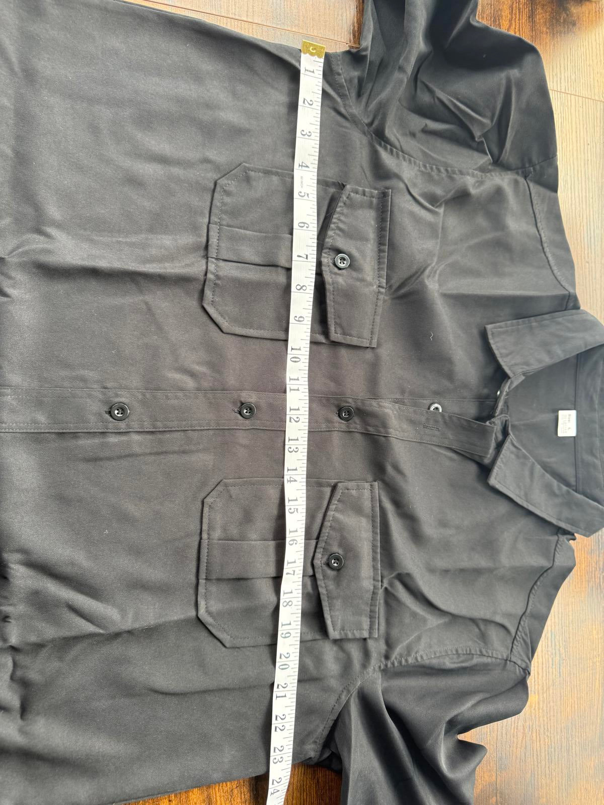 🖤 Black Long Sleeve Button-Up Shirt – Size L (fits XL / UK 46–48”) NUM 15