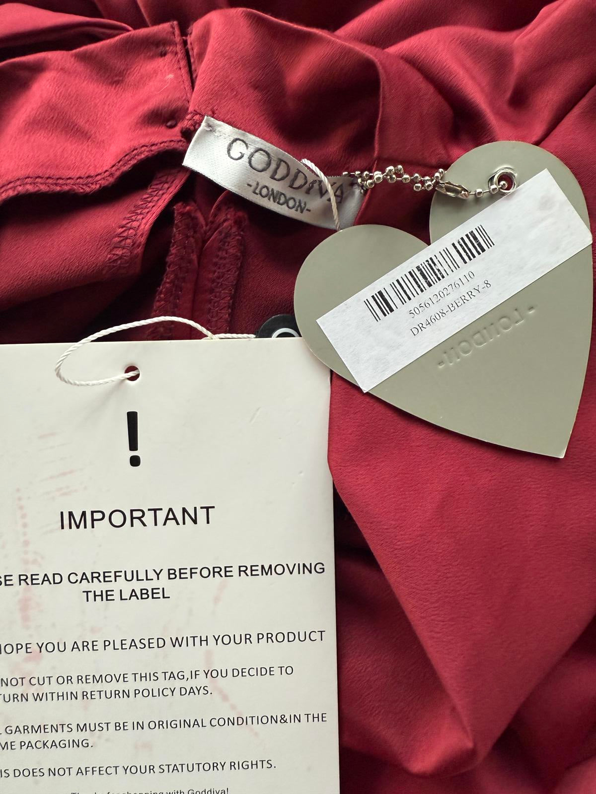 Goddiva London DR4600 Berry Cowl Neck High-Low Dress – UK 8 Read Info! 154