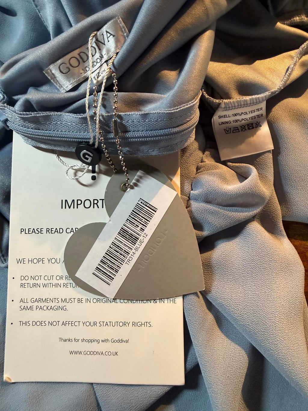 Goddiva Duck Egg Blue Wide Leg Jumpsuit UK 12 / US 8 BNWT                   .320