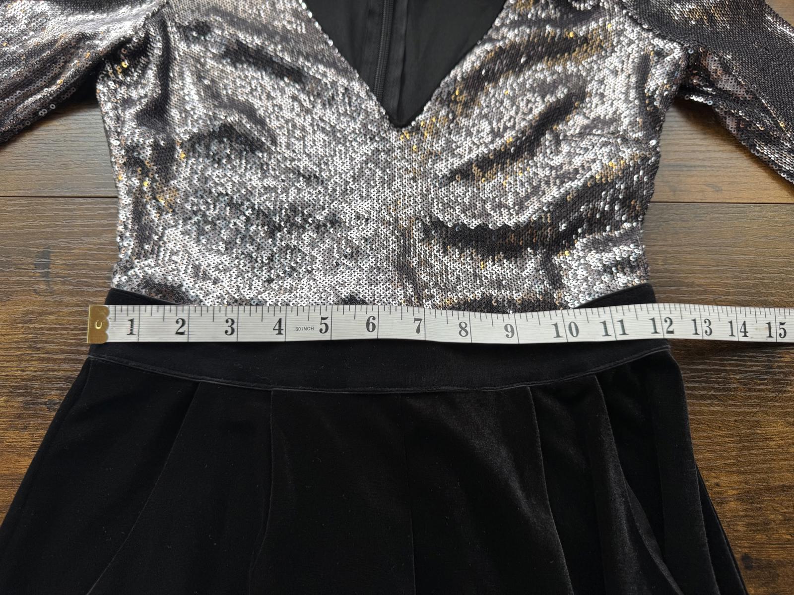 Goddiva Sequin Velvet Tuxedo Jumpsuit UK 8 Silver Black Party Outfit VGC #152