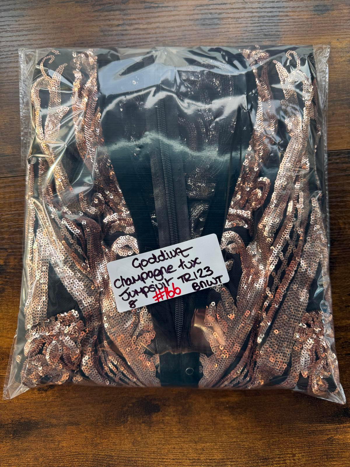 Goddiva London TR123 Champagne Sequin Tux Jumpsuit UK 8 BNWT Evening Wear