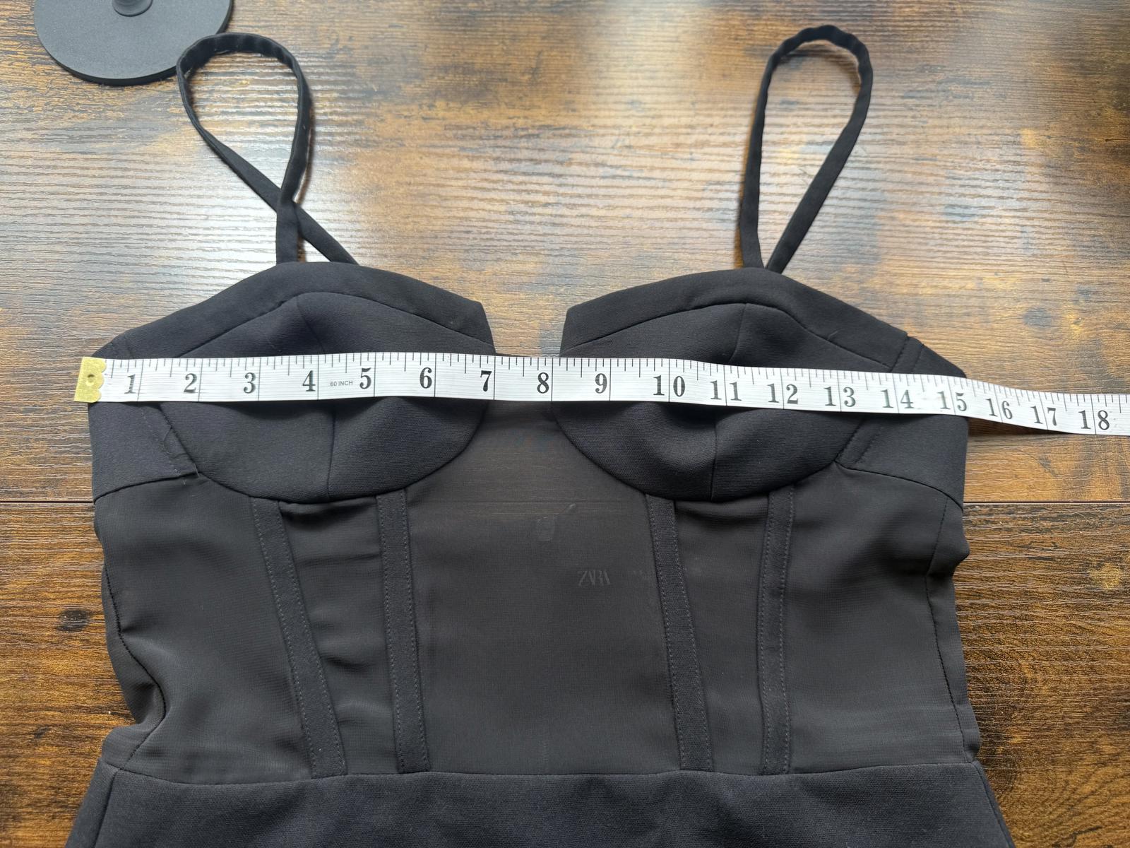 ZARA Black Mesh Corset Mini Dress Size S UK 8 Bustier Bodycon Party Evening #144