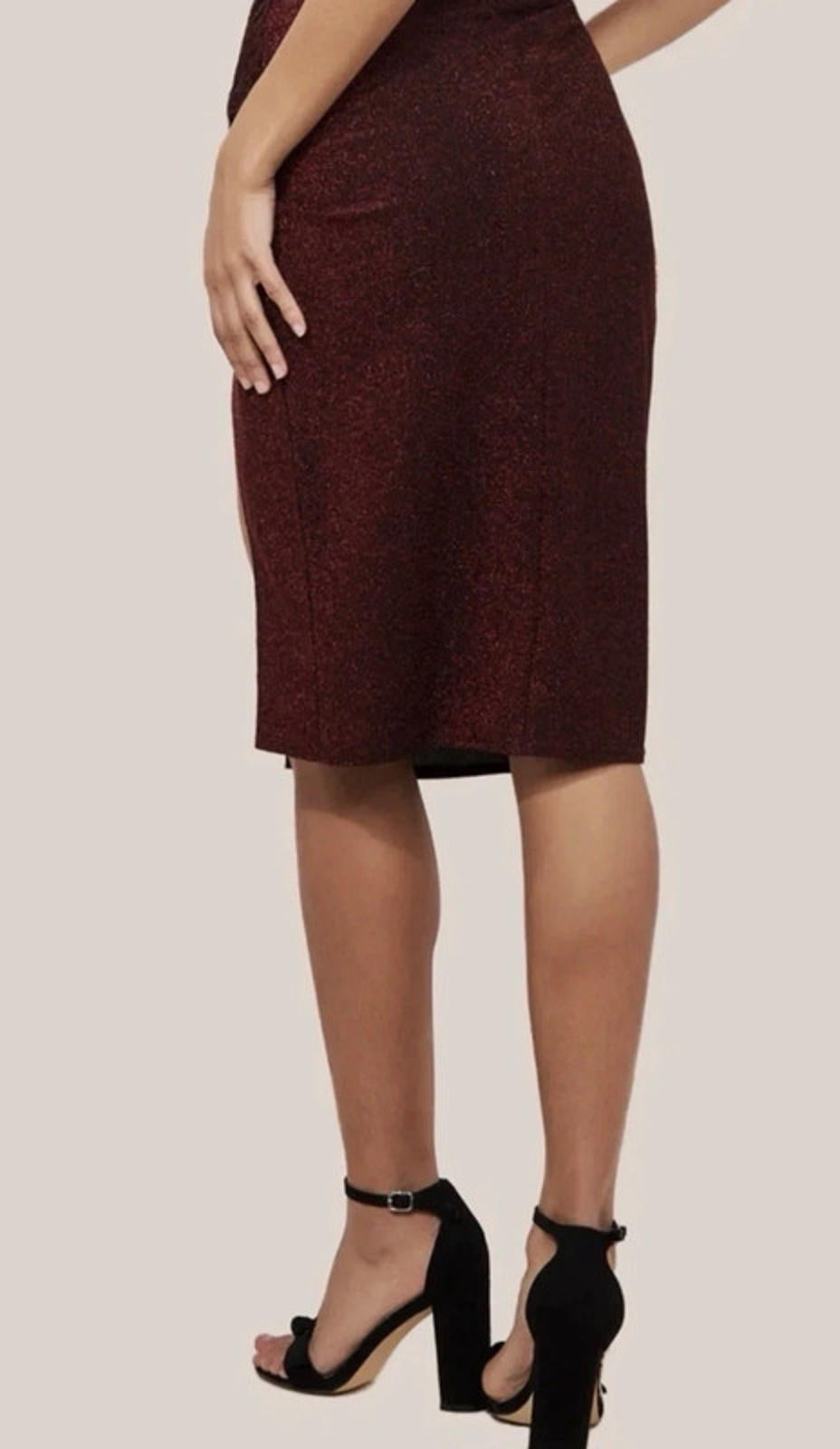 Chic Burgundy Midi Skirt with Side Slit - Size 10 - BNWT